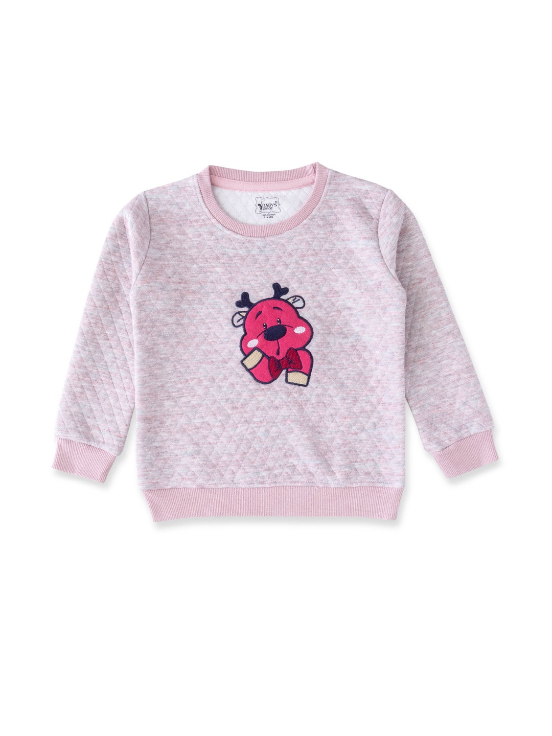 BABY'S PRIDE Kids Pink Reindeer Printed Sweatshirt
