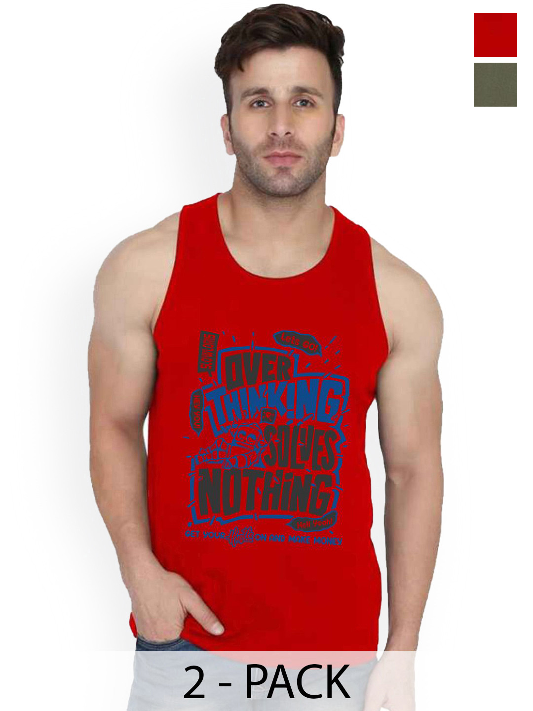 SLOWLORIS Set of 2 Men's Printed Sleeveless Cotton Innervest