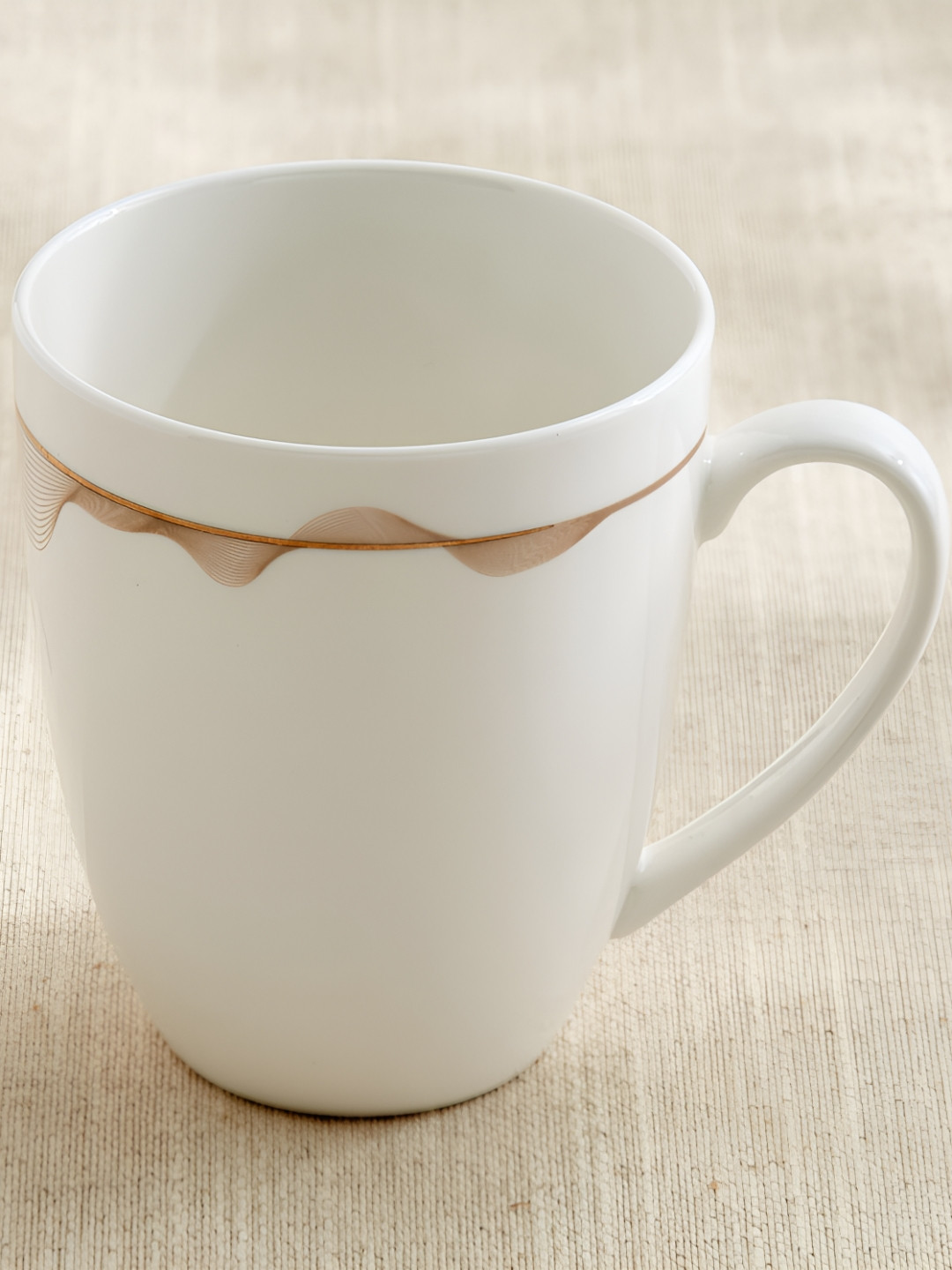 Home Centre Altius Galben White & Brown Printed Porcelain Glossy Mug - 350ml