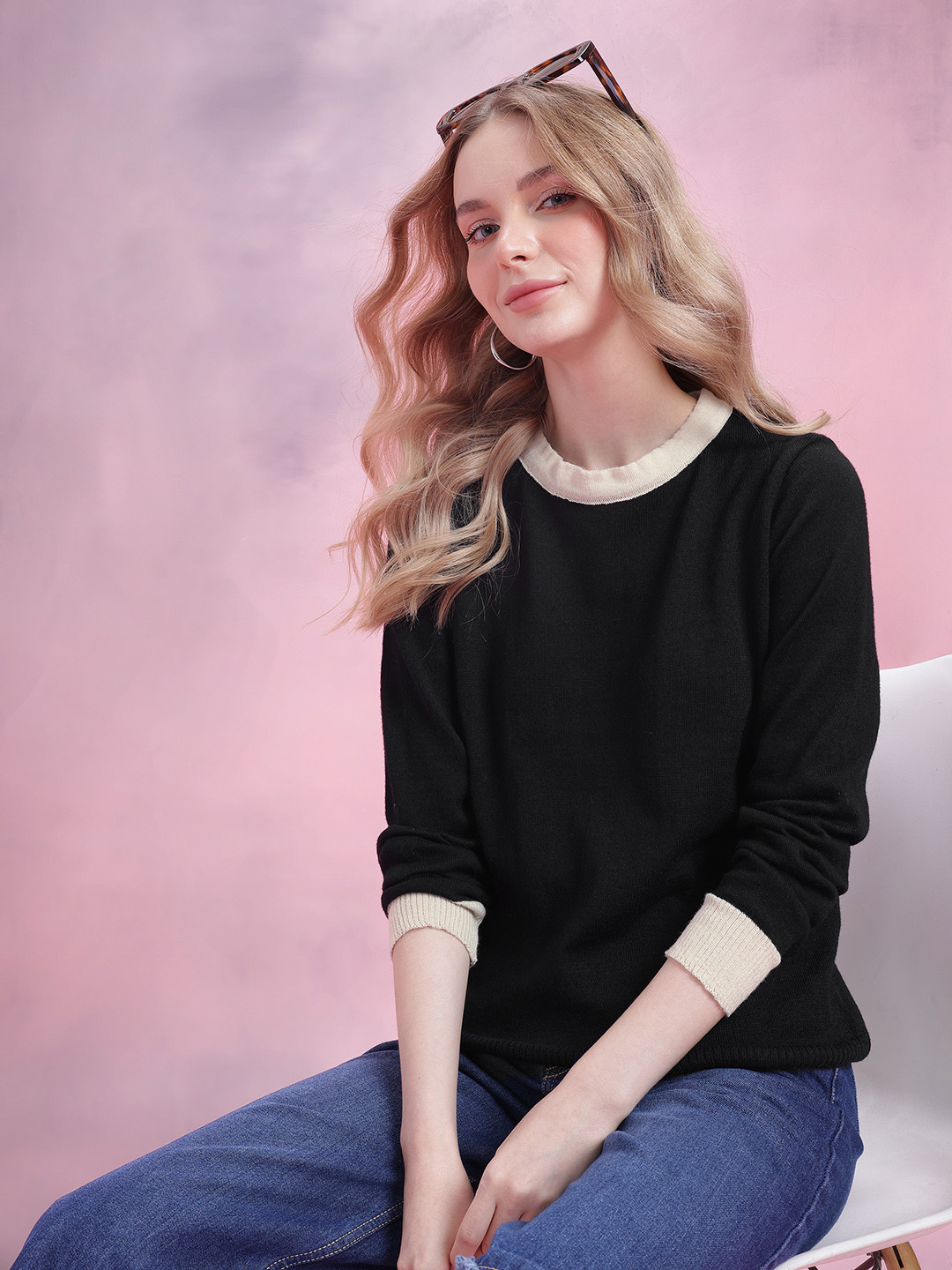 DressBerry Contrasting Edges Regular Fit Pullover