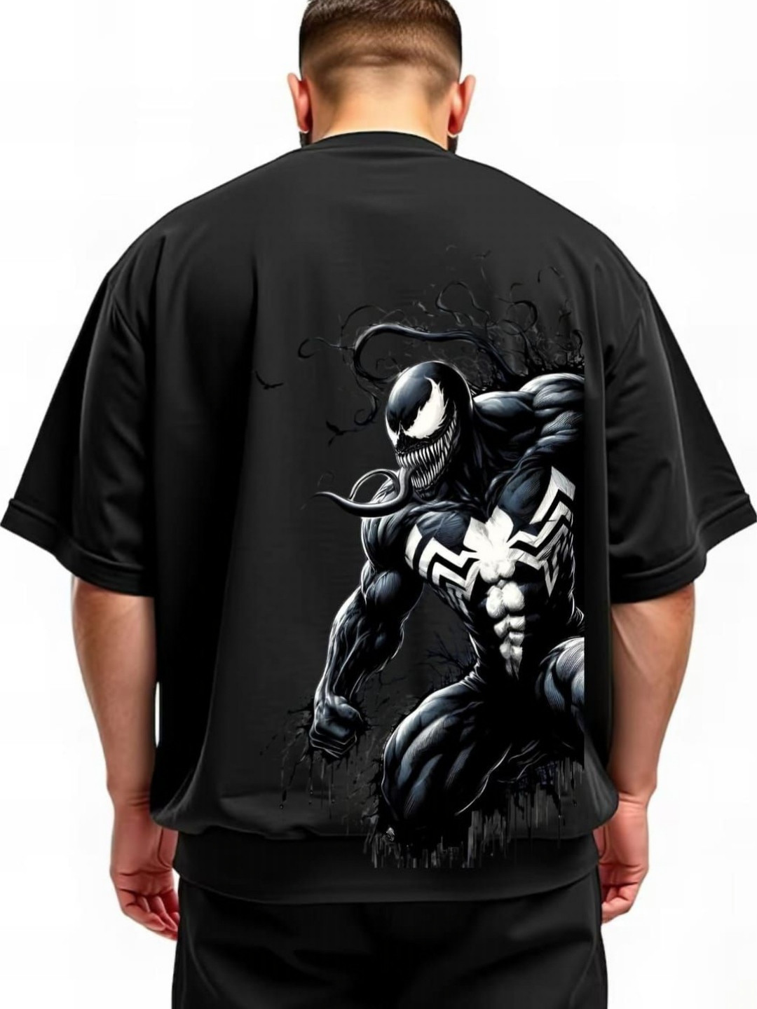 THREADWOLF Venom Graphic Oversized Round Neck T-shirt