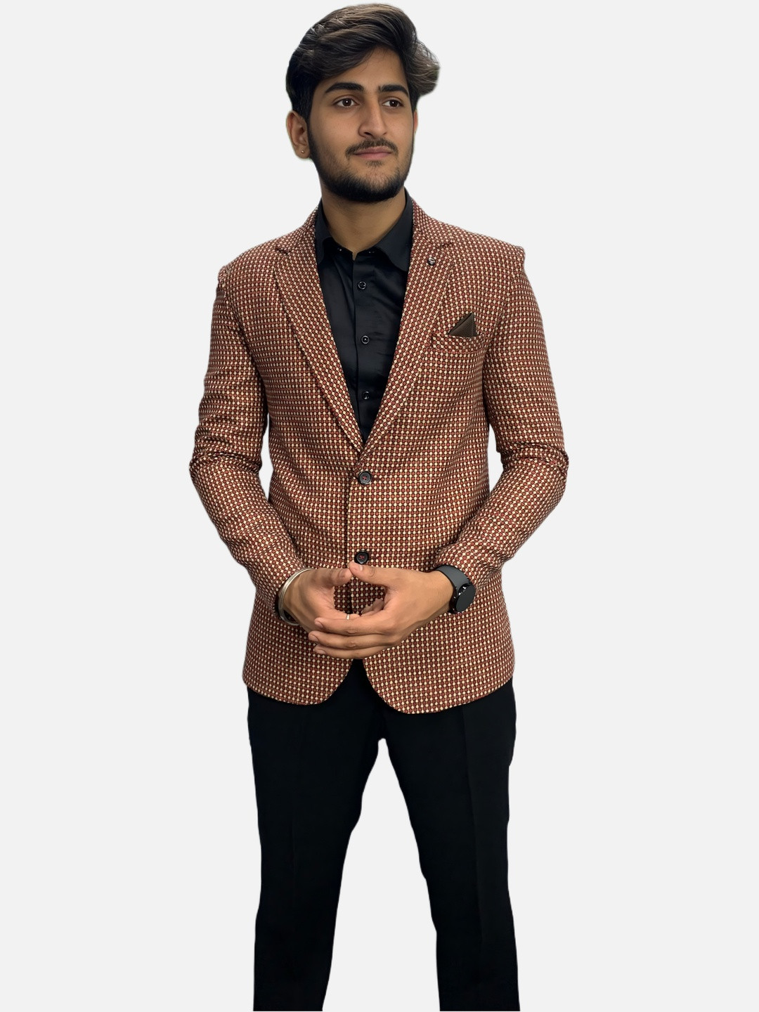 GARGIAN Master Cut Checked Single Breasted Formal Blazer