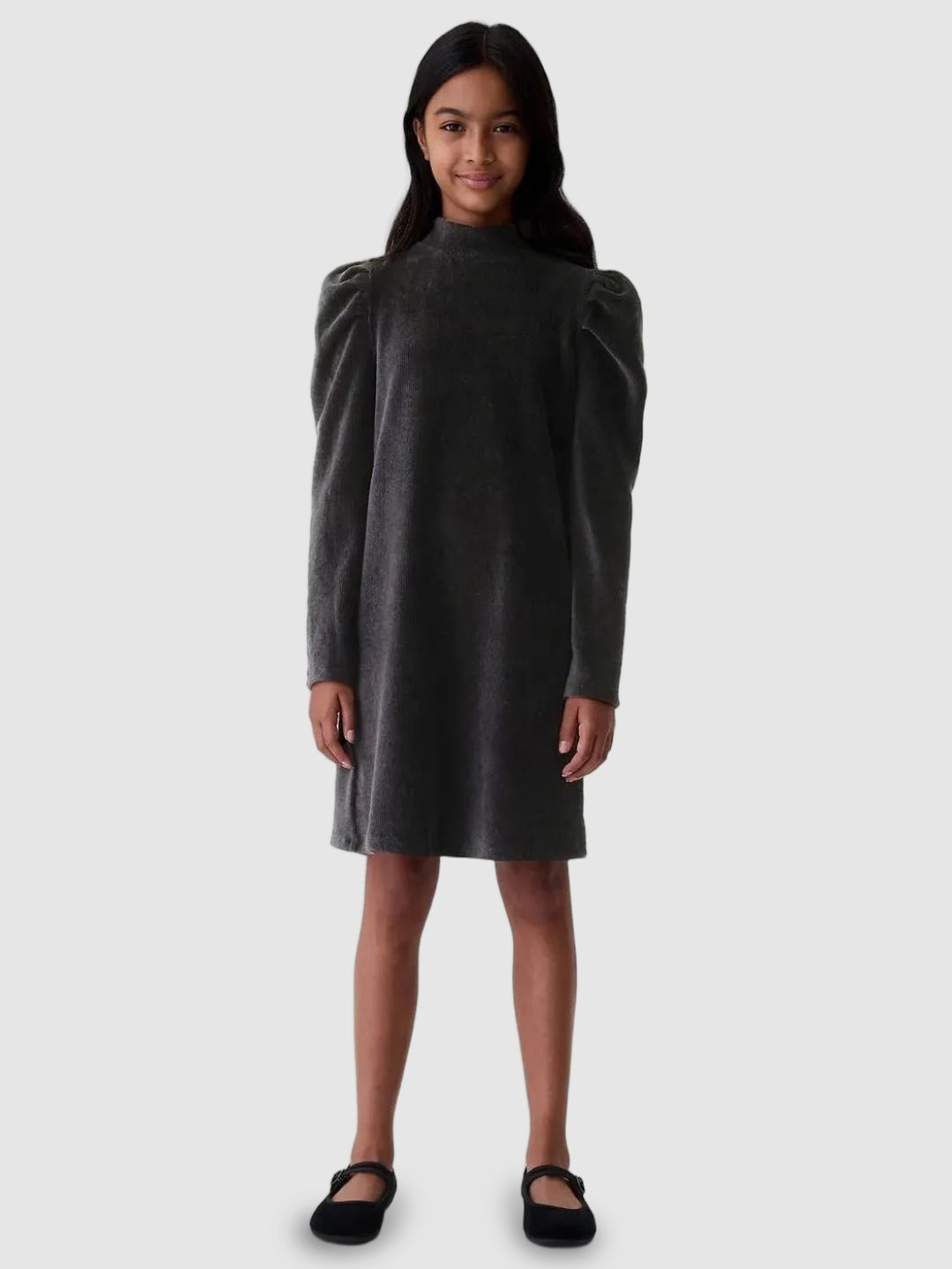 GAP Girls Pure Cotton High Neck Textured Shift Dress