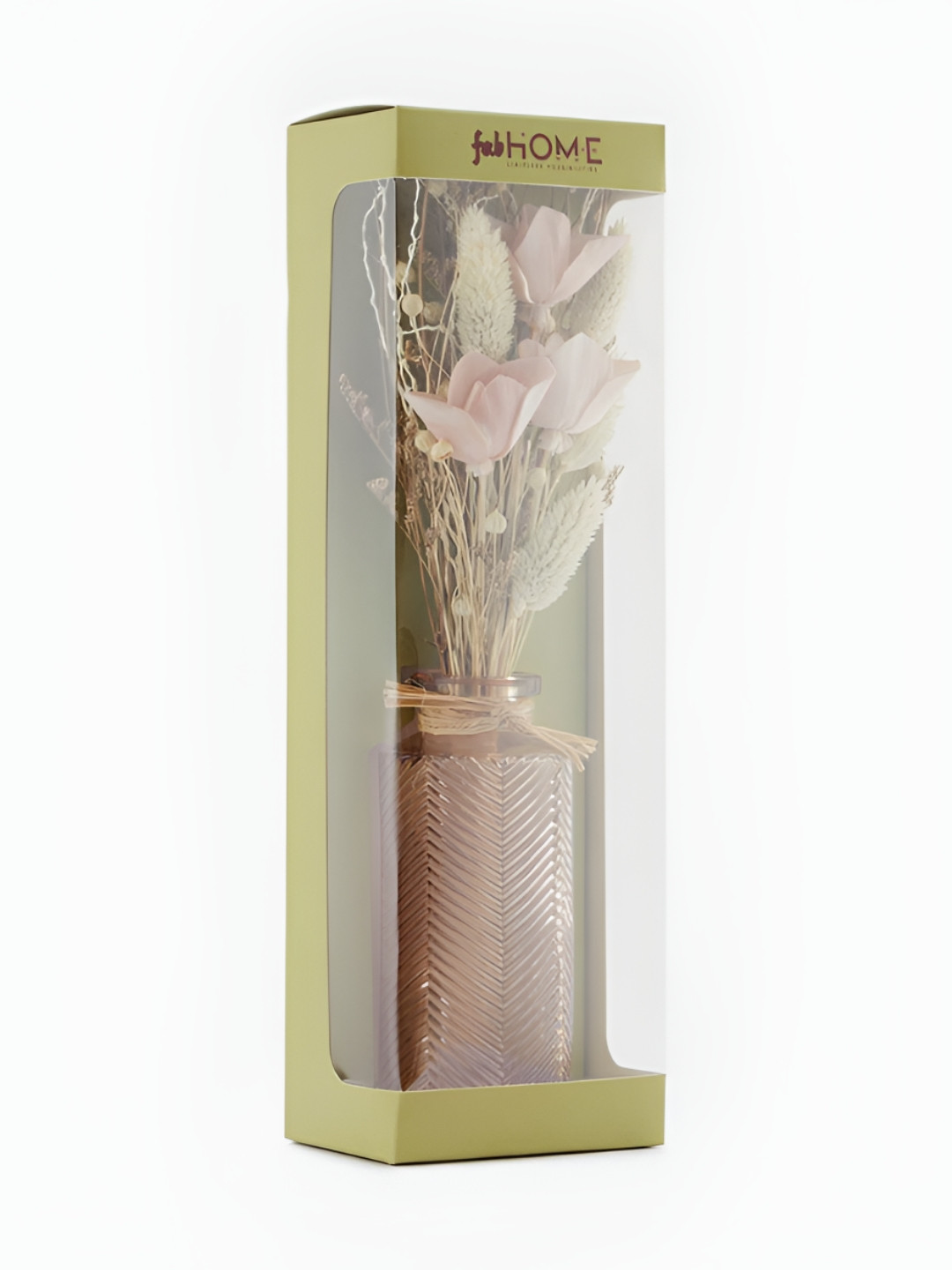 Fabindia Mehak Brown & Pink Ribbed Glass Diffuser