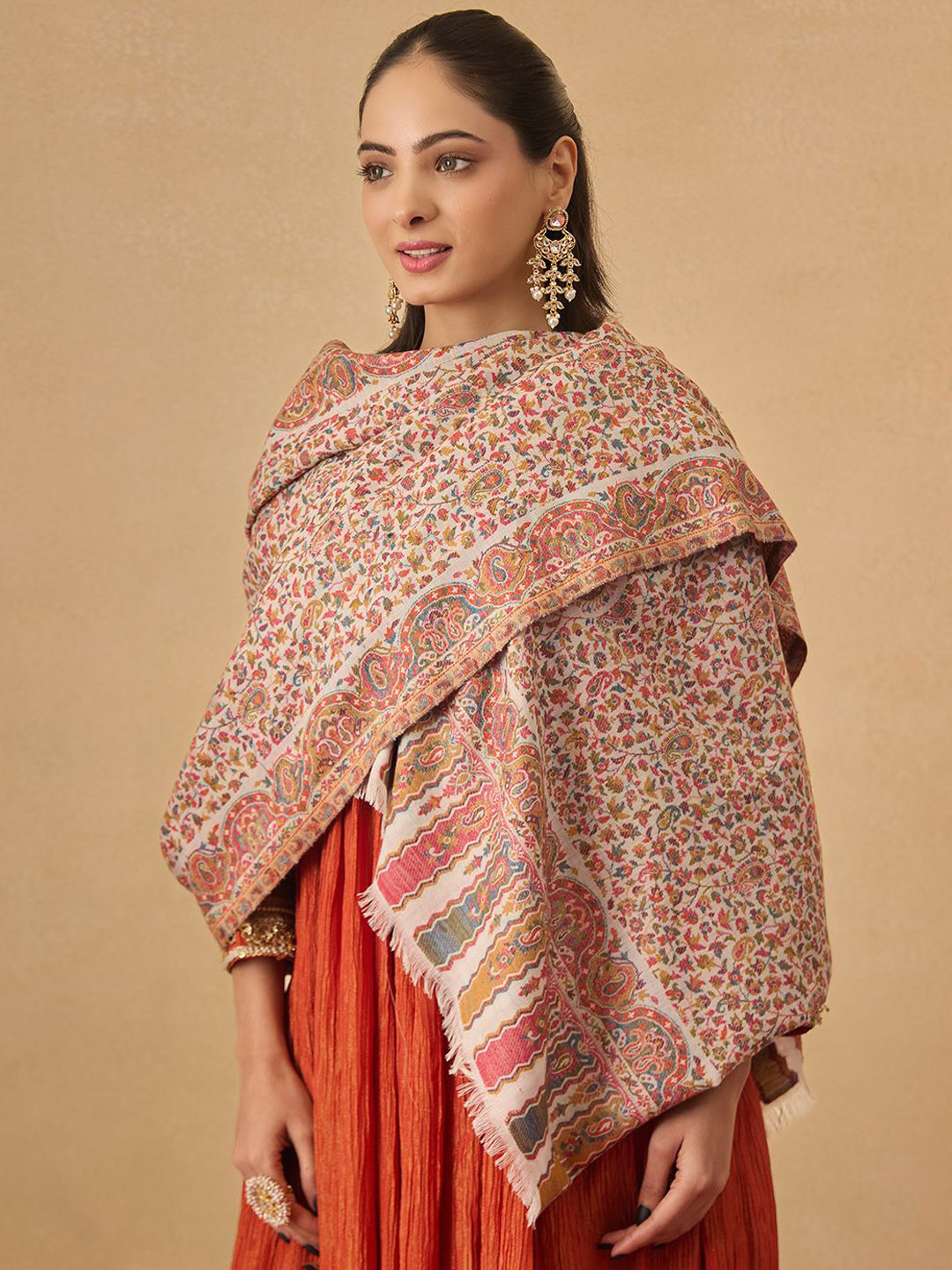 Pashmoda Floral Woven Design Mehak Kaani Shawl