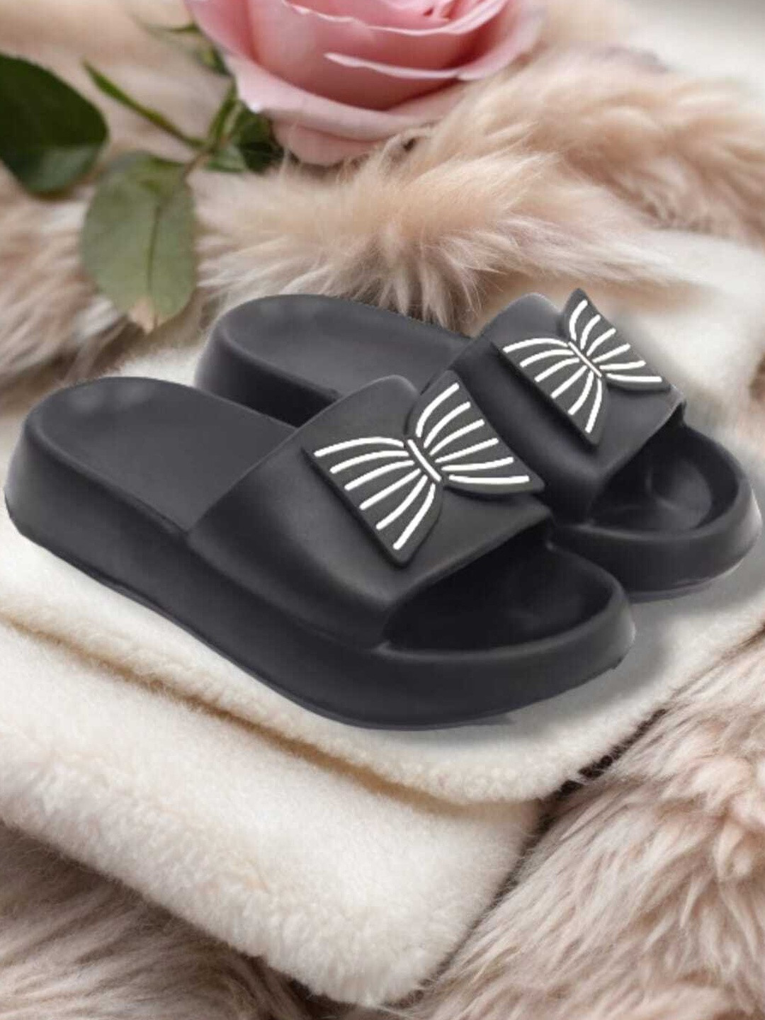 shoptegic Women EVA Bow Detailed Slip-On Flip Flops