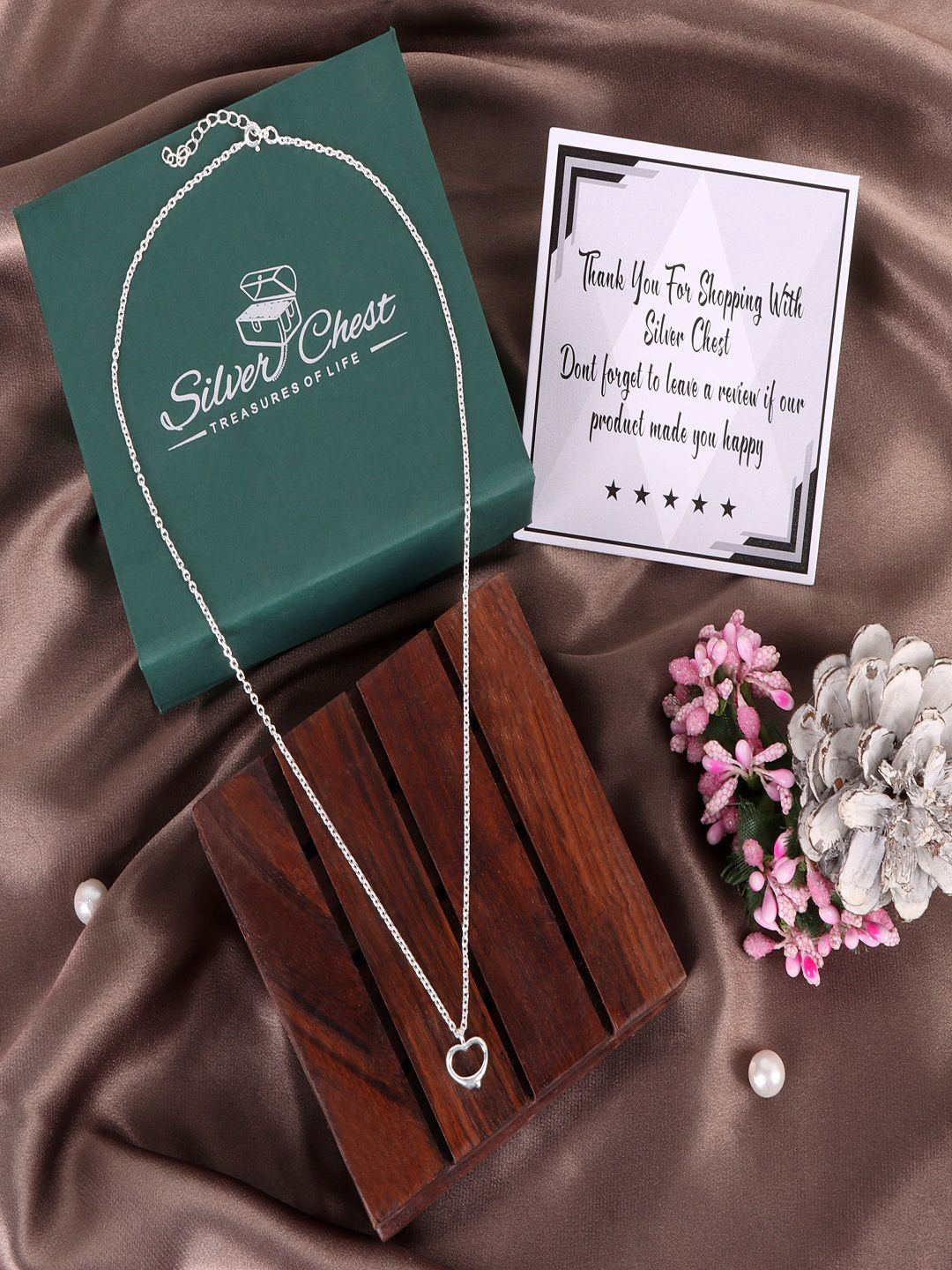 Silver Chest 92.5 Silver Heart Shaped Pendant With Chain