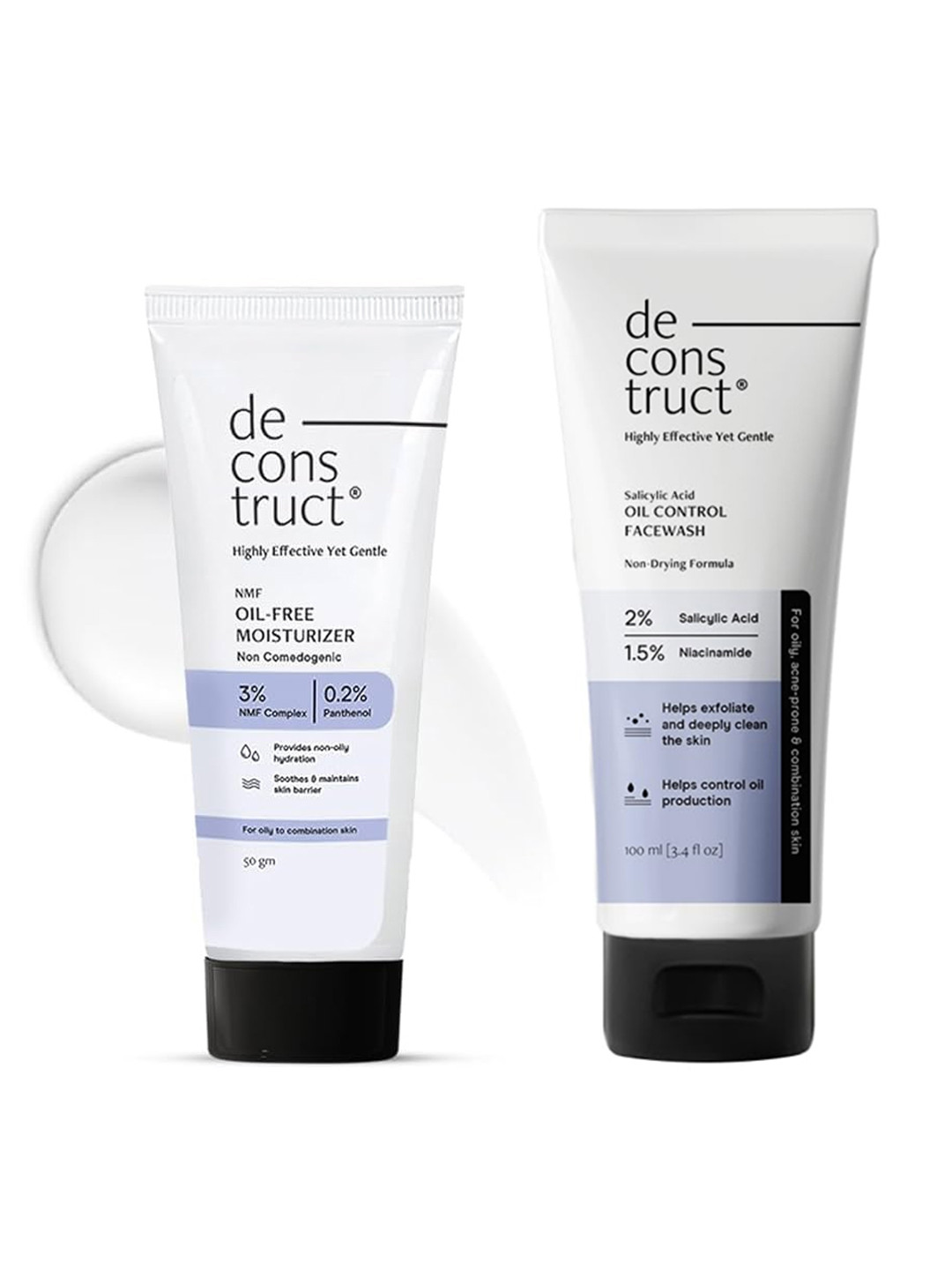 deconstruct Set of Oil-Free Moisturizer 50g & Salicylic Acid Oil Control Face Wash 100ml