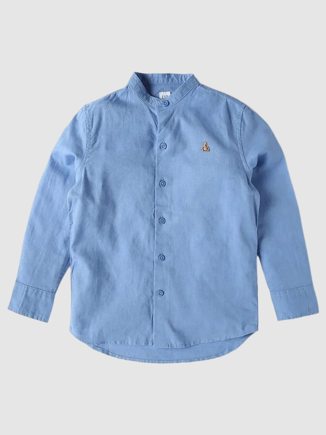 GAP Boys Blue Cotton Mandarin Collar Shirt