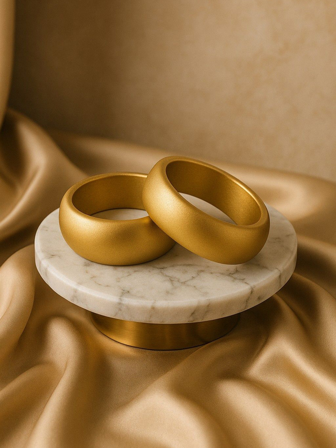 ATIBELLES Set Of 2 Gold Plated Glossy Resin Bangles