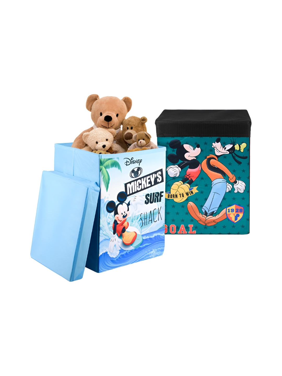 Aura Green & Black 2 Pcs Disney Toy Multi-Utility Organisers With Lid