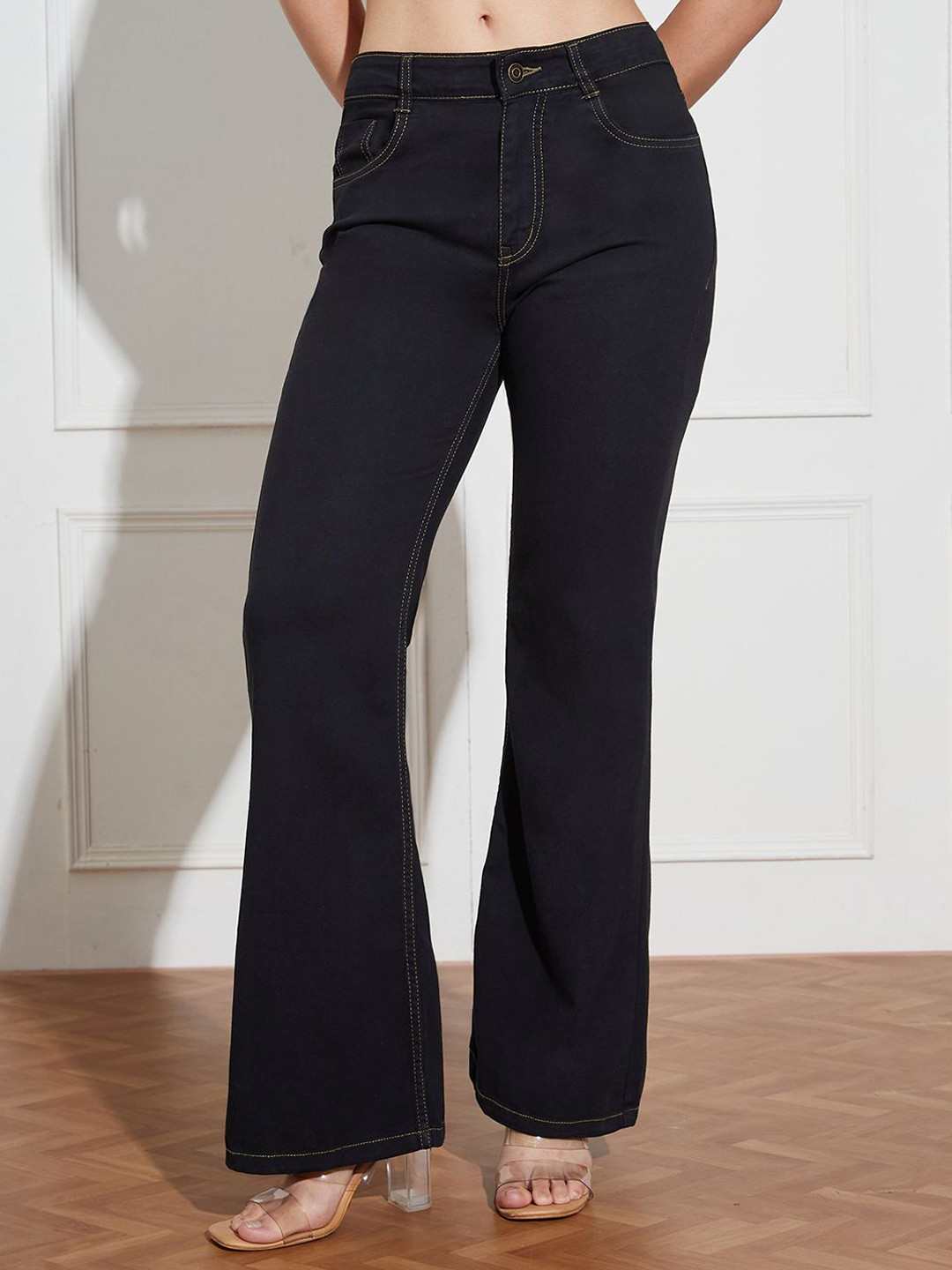 Miss Chase Leaderboard Looks Pretty Women Bootcut High-Rise Stretchable Jeans