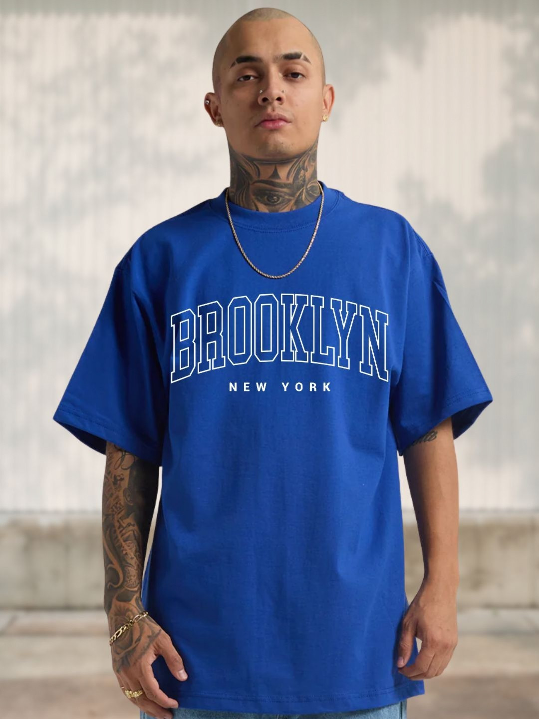 Brooklyn Typography Printed Oversized T-shirt