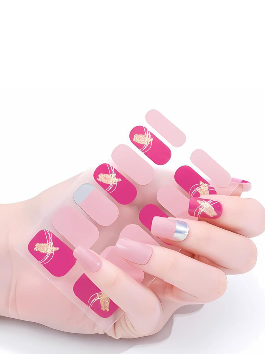 Hawtever Set Of 14 Nail Wraps Sticker With Nail File - Raspberry Rizz