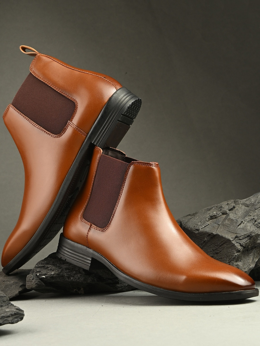 Roadster Men Tan Chelsea Sleek Slip-On Formal & Casual Boots,