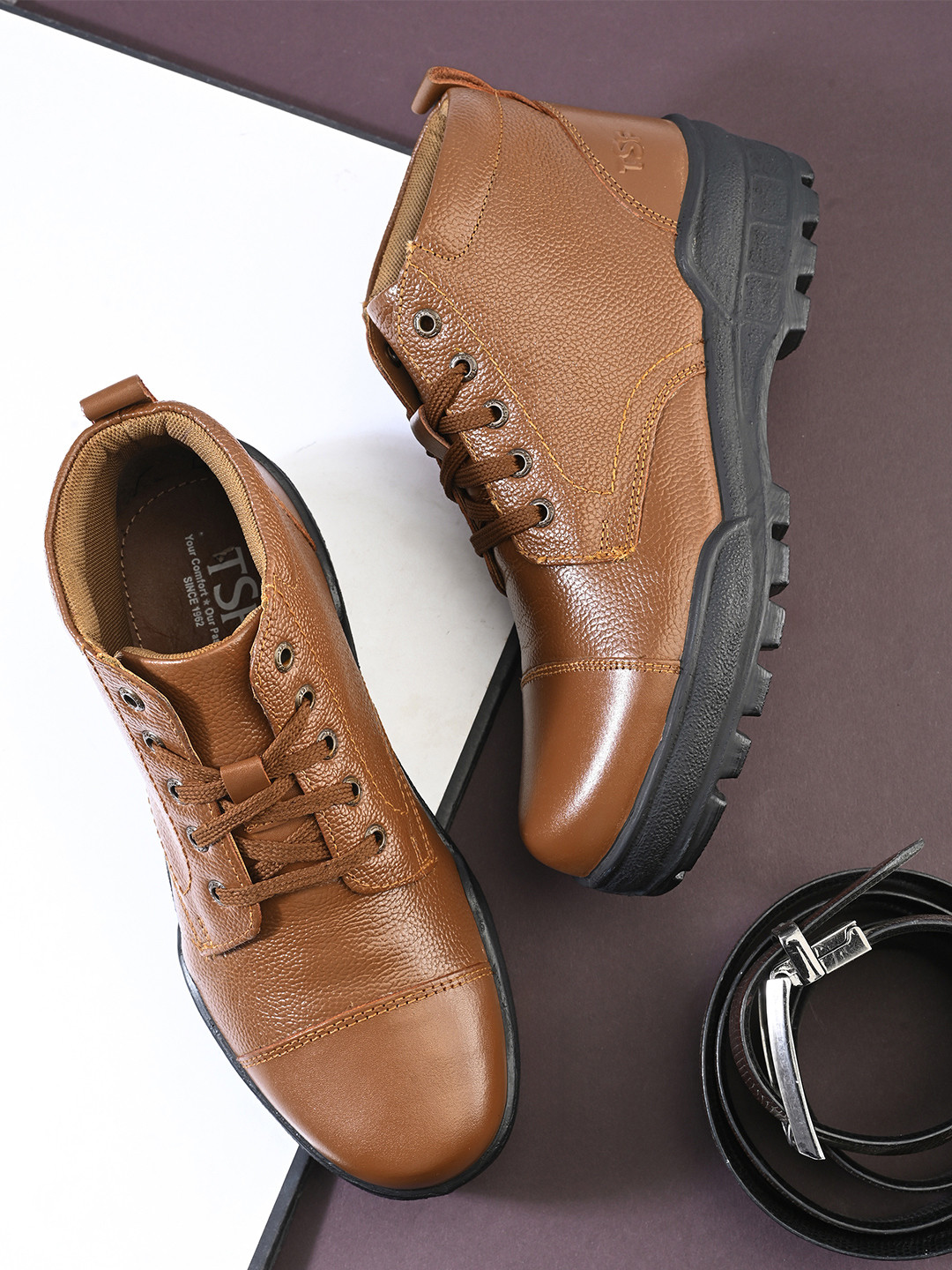 TSF Women Tan Leather Formal Shoes