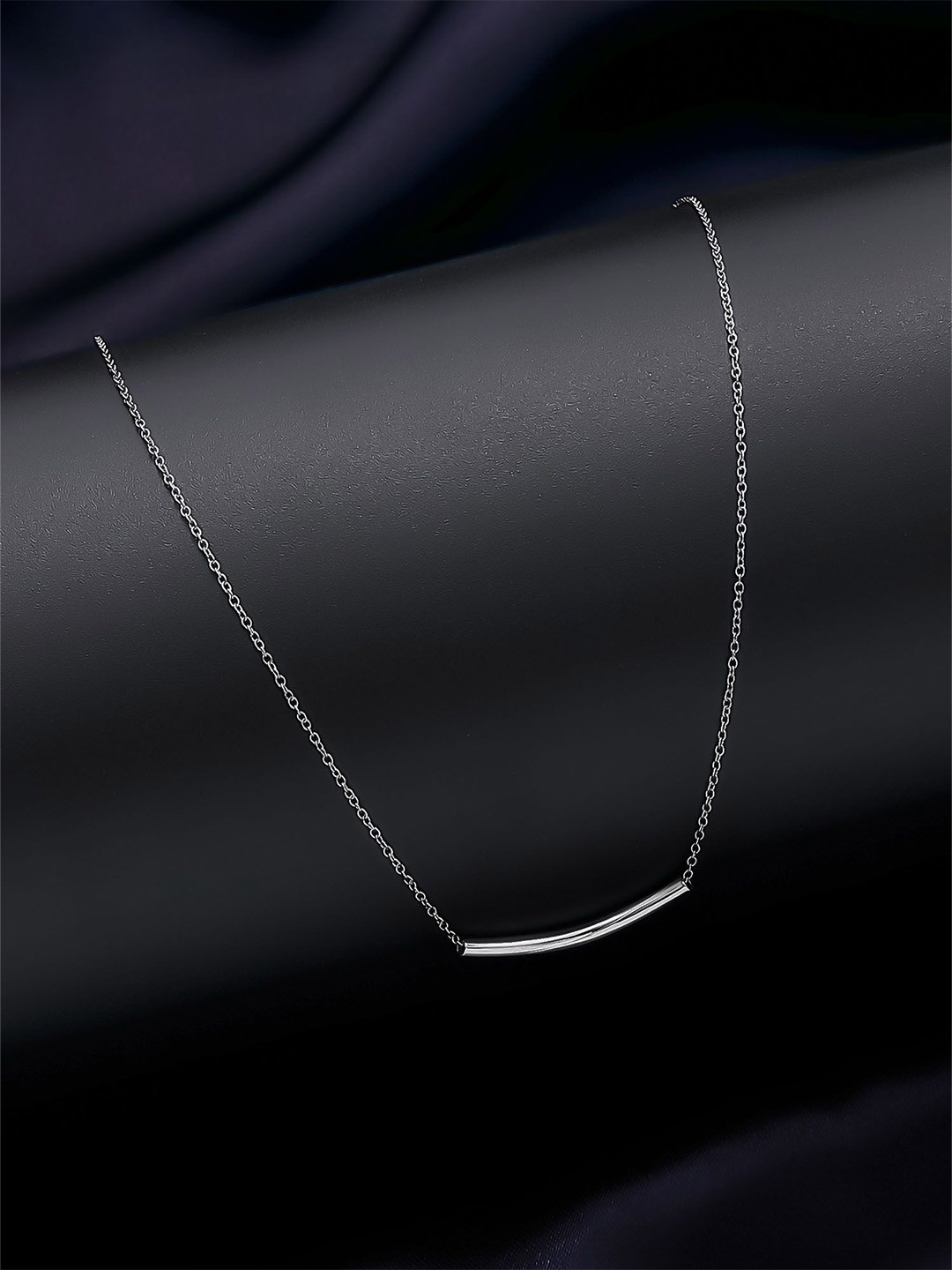 Tweov 925 Sterling Silver Curved Bar Chain Necklace