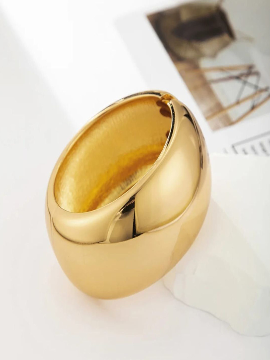 ROYAL NEEDS Stainless Steel Gold-Plated Bangle-Style Bracelet