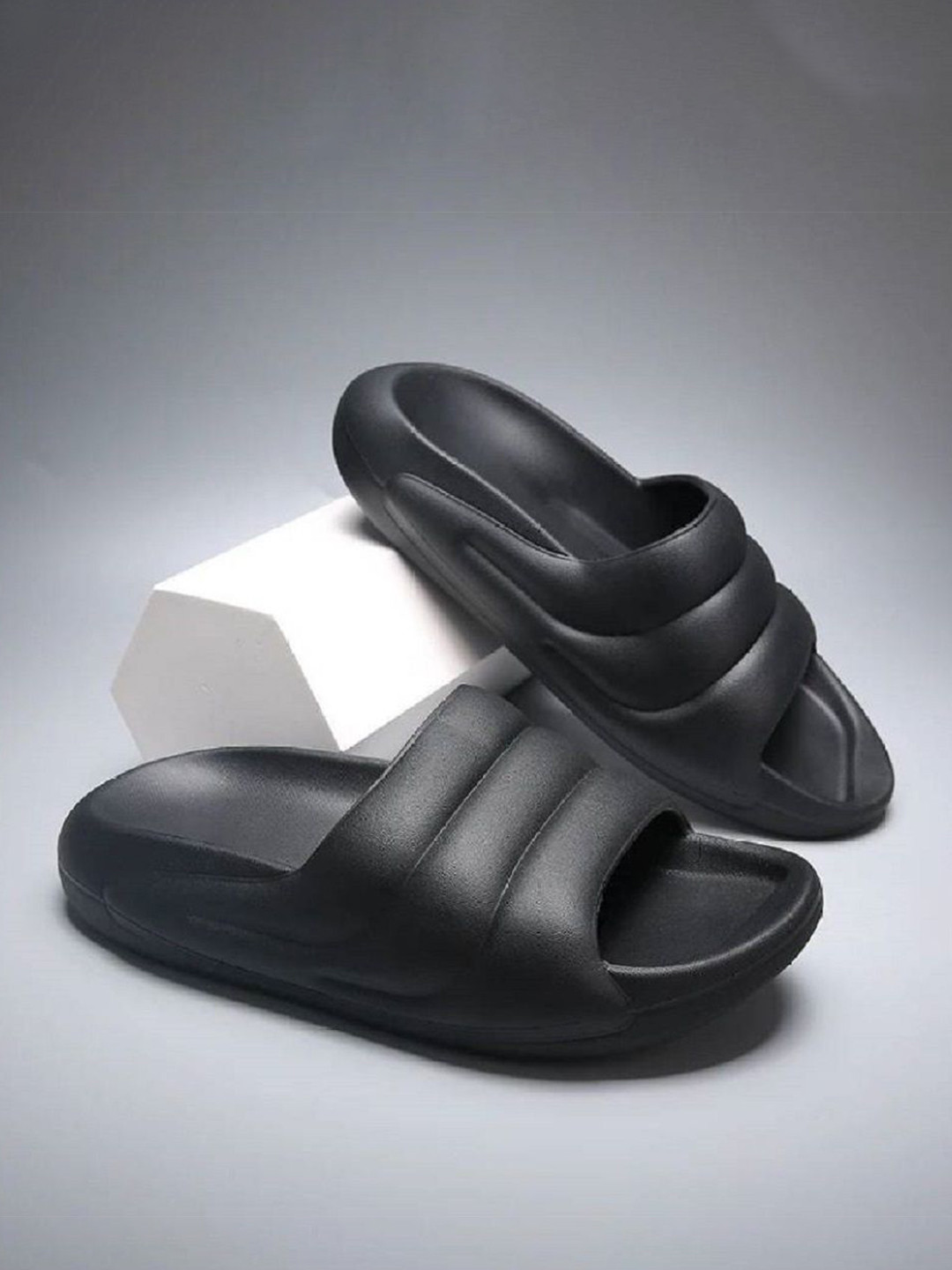 T-Rock Men Striped Sliders Flip Flops