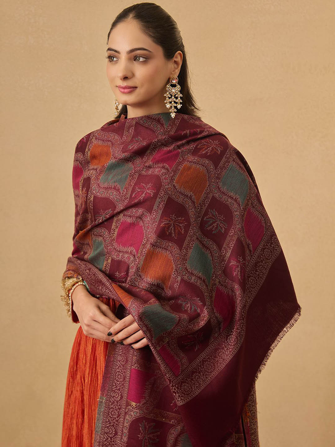 Pashmoda Ethnic Motifs Woven Design Shawl