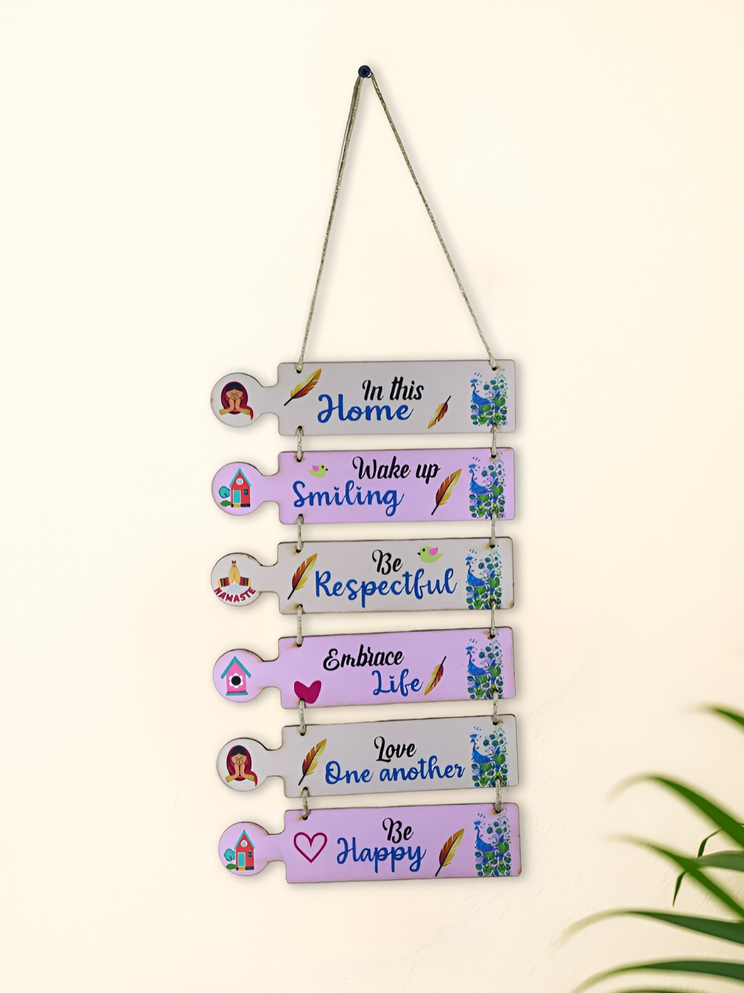 INTERNATIONAL GIFT Purple & White Textured Wooden Inspirational Quote Wall Hangings