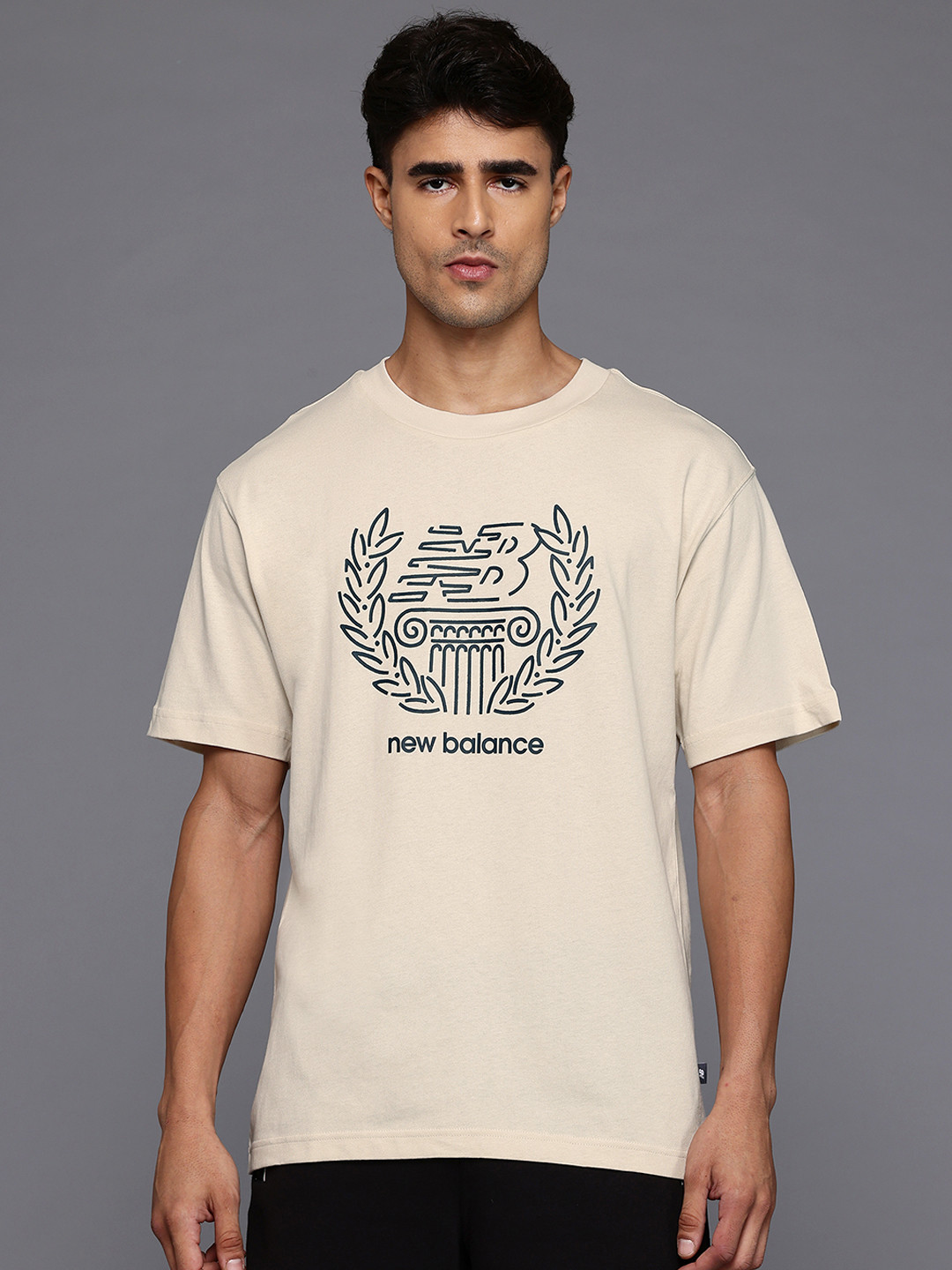 New Balance X Debut Sculpture Printed Drop-Shoulder Sleeves Pure Cotton T-shirt