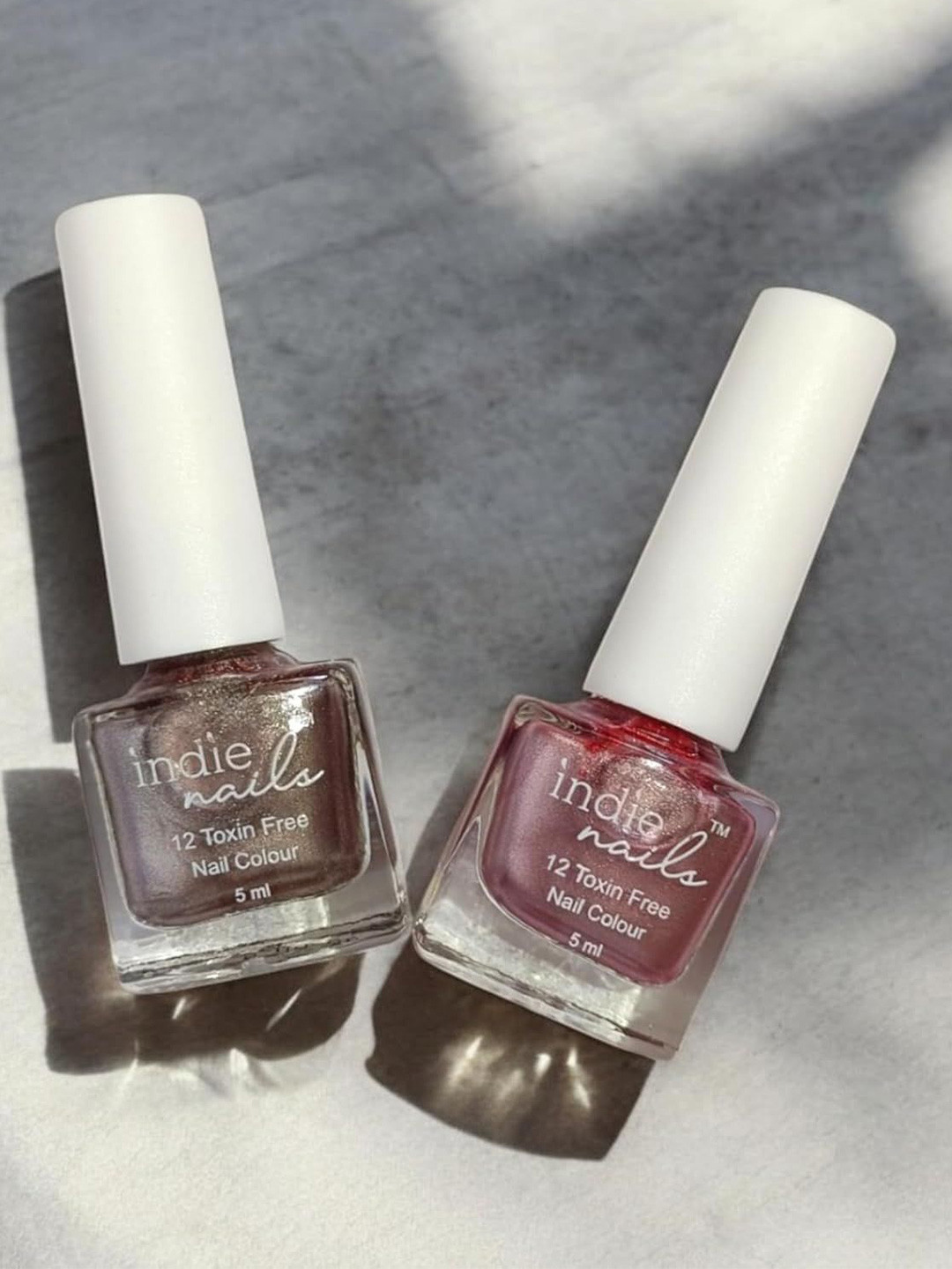 Indie Nails Pack of 2 Long-Lasting High Shine Quick Dry Vegan Nail Colour 5 ml Each
