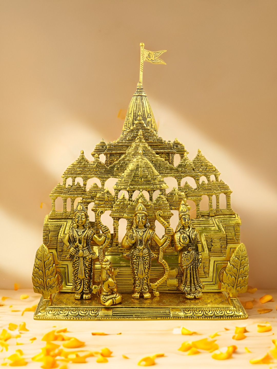 INTERNATIONAL GIFT Gold-Toned Lord Rama Darbar Religious Metal Idol Showpiece