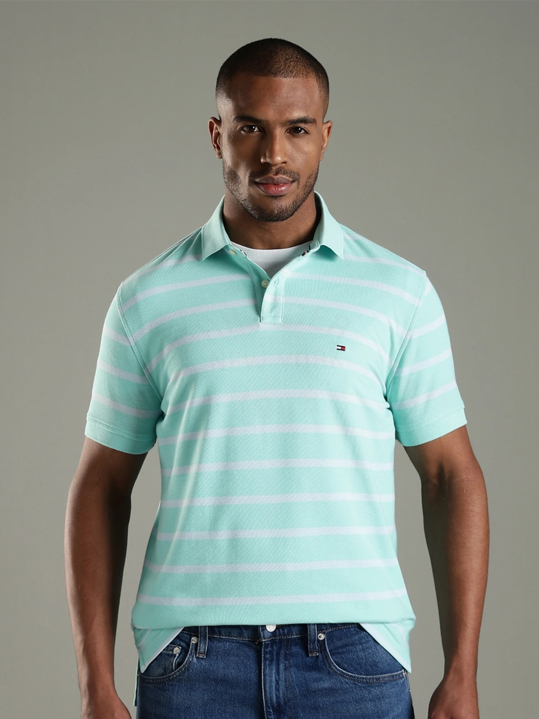 Tommy Hilfiger Striped Polo Collar T-shirt