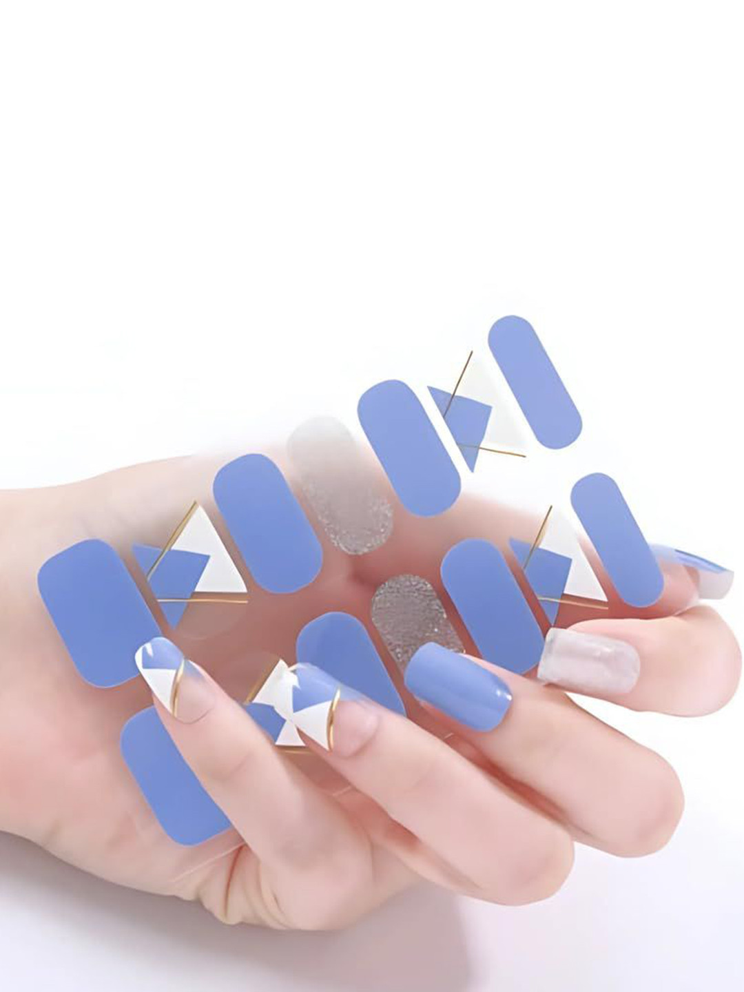 Hawtever Set Of 14 Long Lasting Nail Wraps - Blue Ice