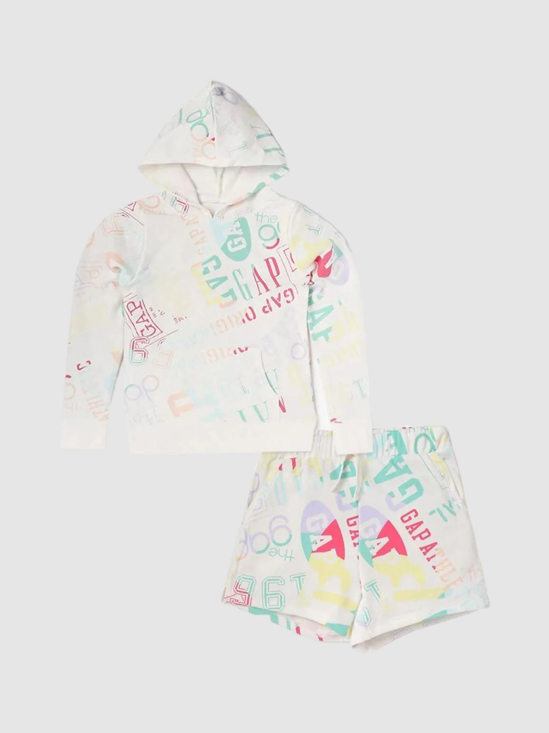 GAP Girls Letter-Printed Pure Cotton Mid-Rise Shorts with Jacket