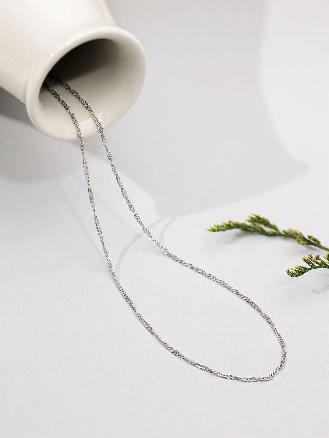 Tweov 925 Sterling Silver Rhodium-Plated Twisted Rope Chain