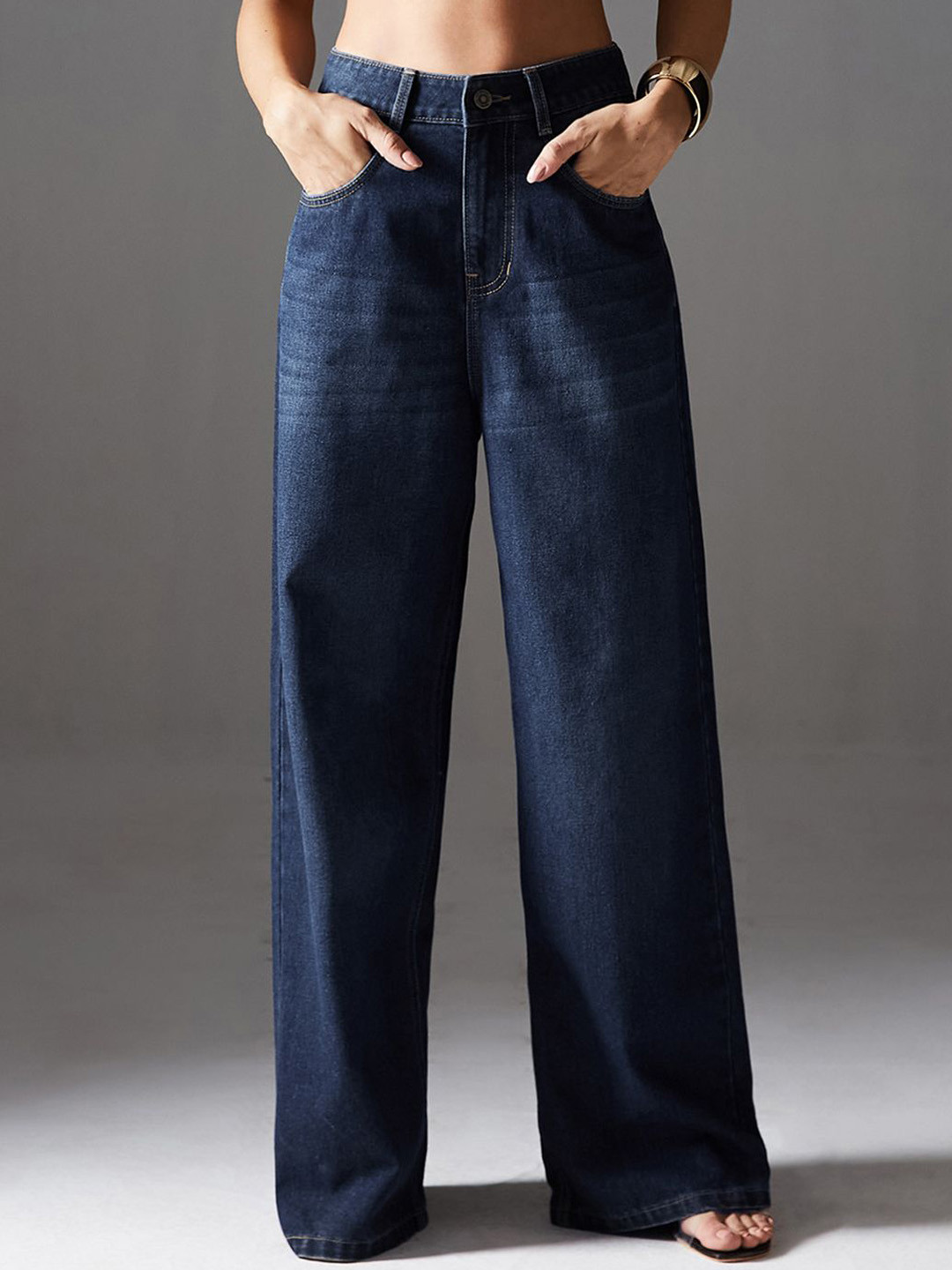 Miss Chase Silver Lining Hope Women Wide Leg High-Rise Light Fade Jeans