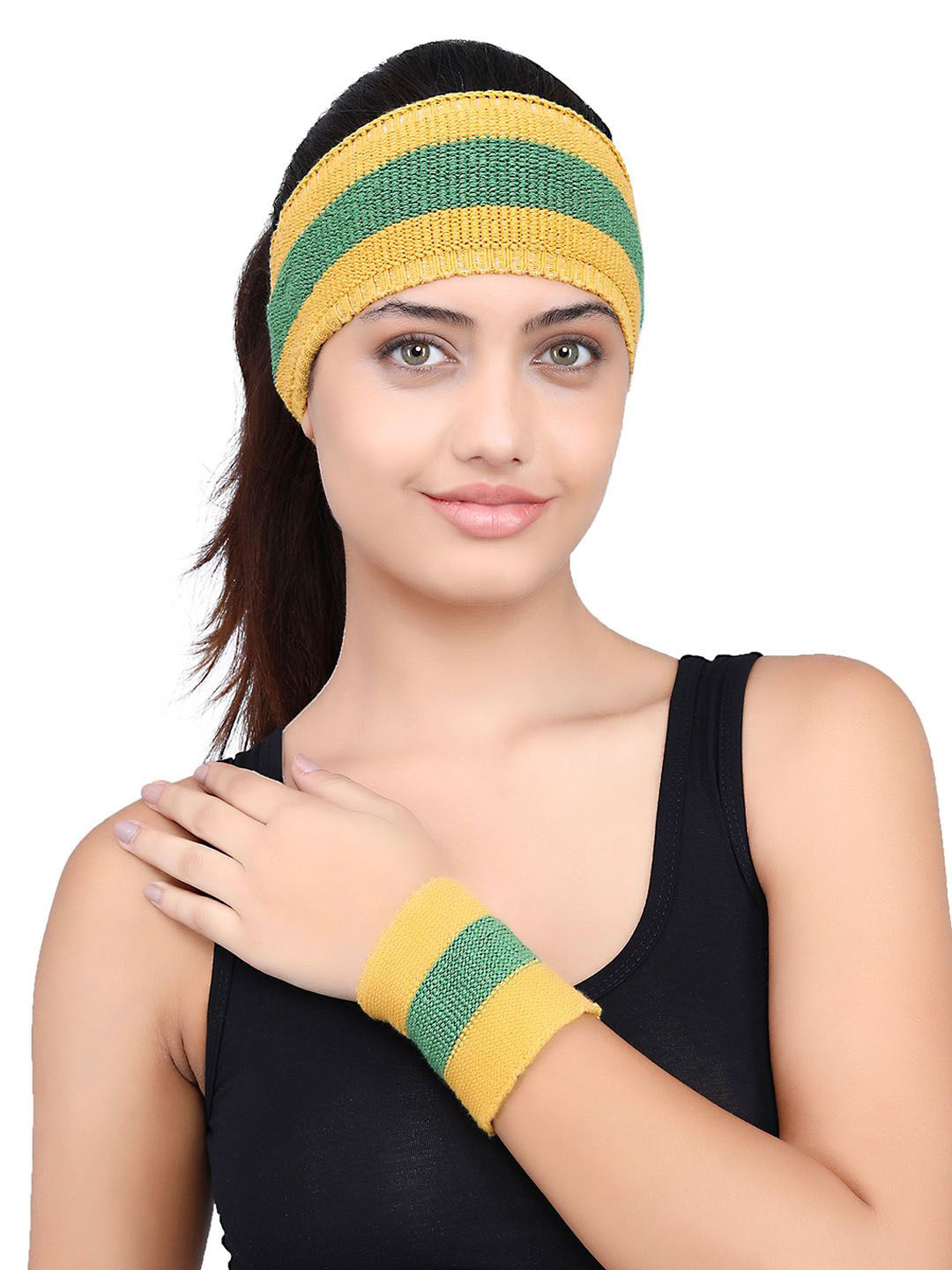Bharatasya Striped Headband With Wristband