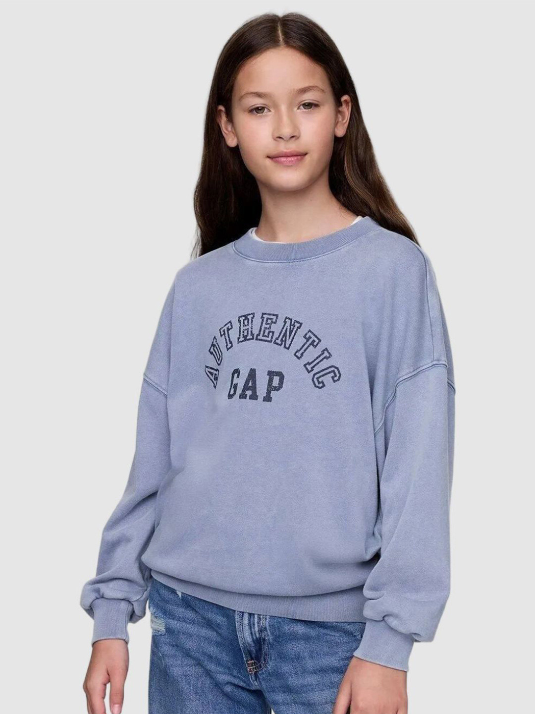 GAP Girls Letter Printed Crew Neck Sweatshirt