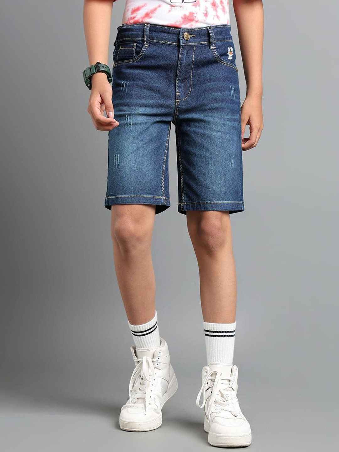 UNDER FOURTEEN ONLY Boys Washed Denim Shorts Technology