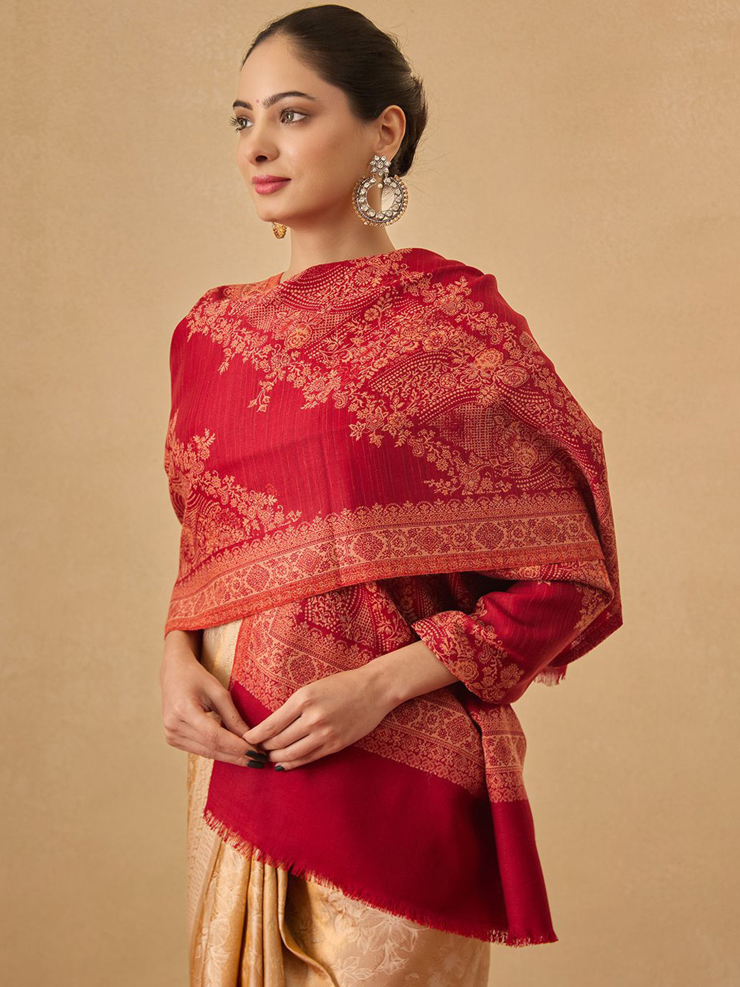 Pashmoda Floral Woven Design Kohsar Jamawar Shawl