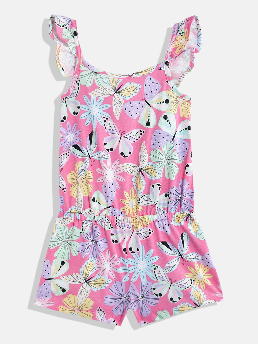 THE CHILDREN'S PLACE Girls Flutter Sleeves Floral Printed Playsuit