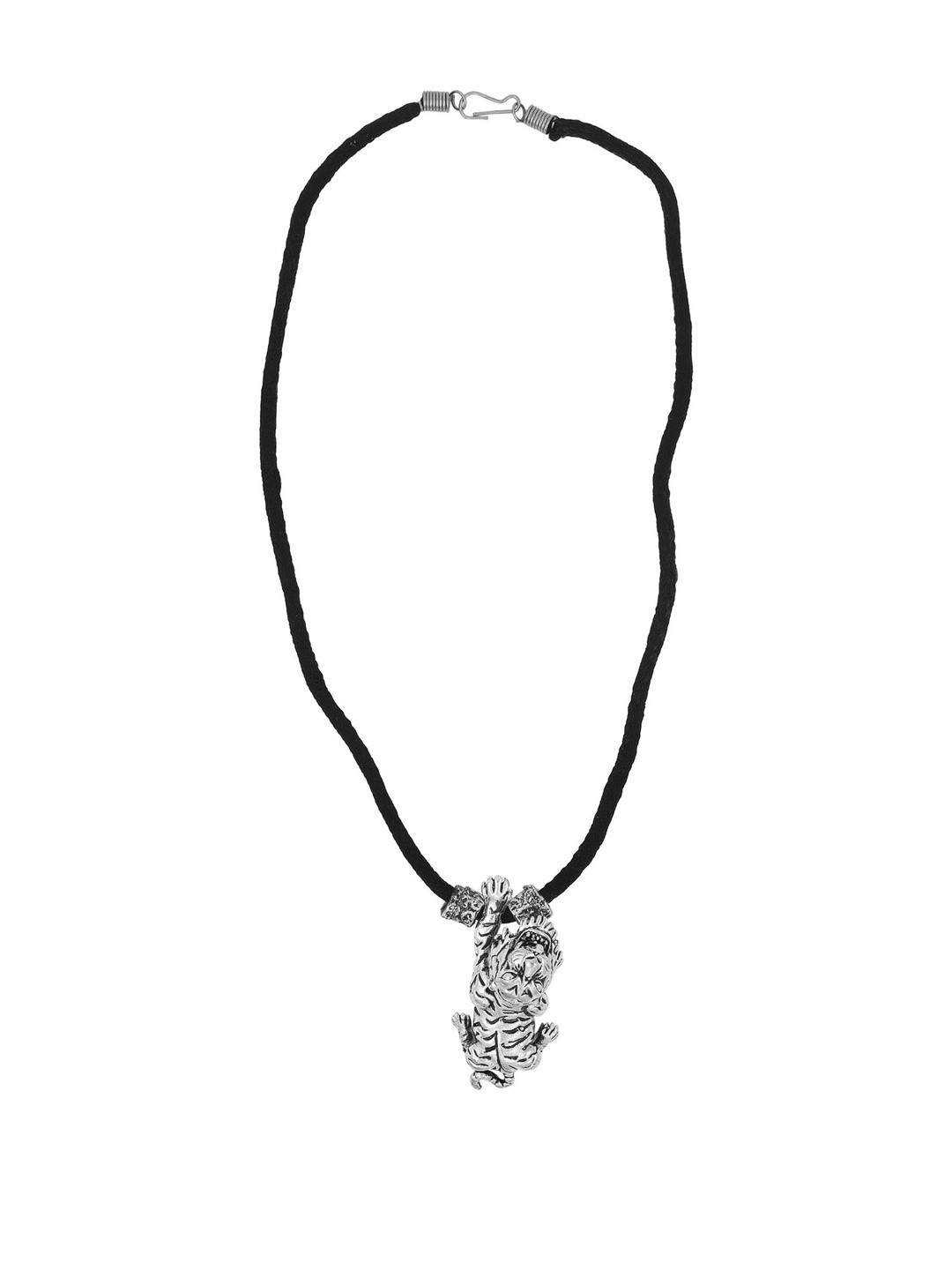 Silver plated Antique Finish Attacking tiger Fashion chain pendant