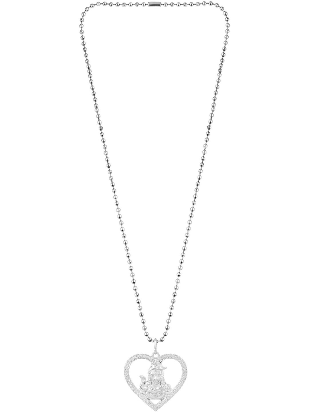Silverplated Shiv in Heart Mahadev Shankar chain pendant