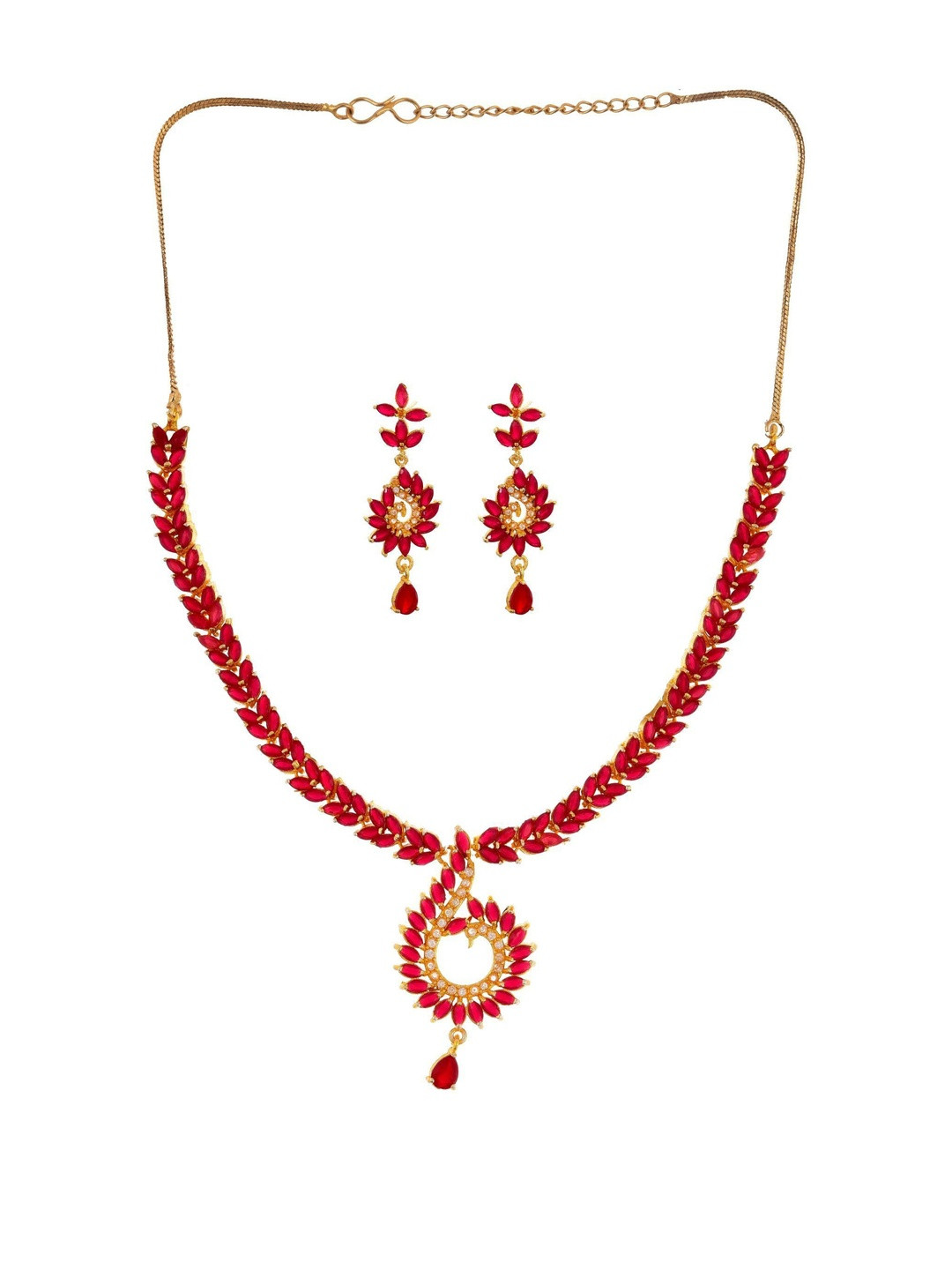 premjewellers Women RedGold-Plated  Jewellery Set