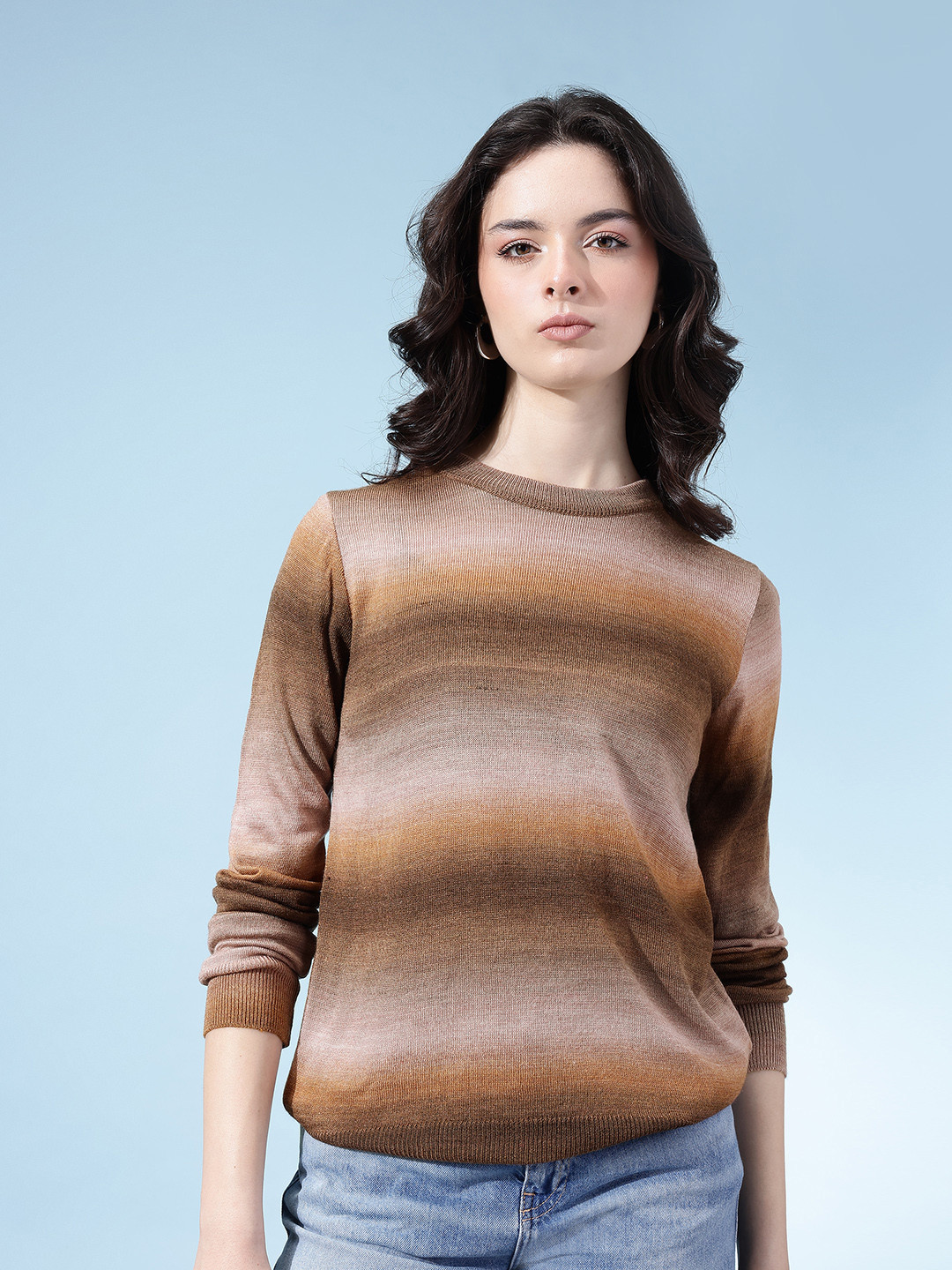 glitchez Ombre-Style Stripes Acrylic Pullover