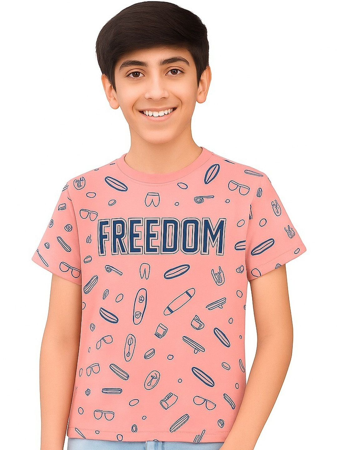 ACTLIVE Boys Pink Printed T-shirt