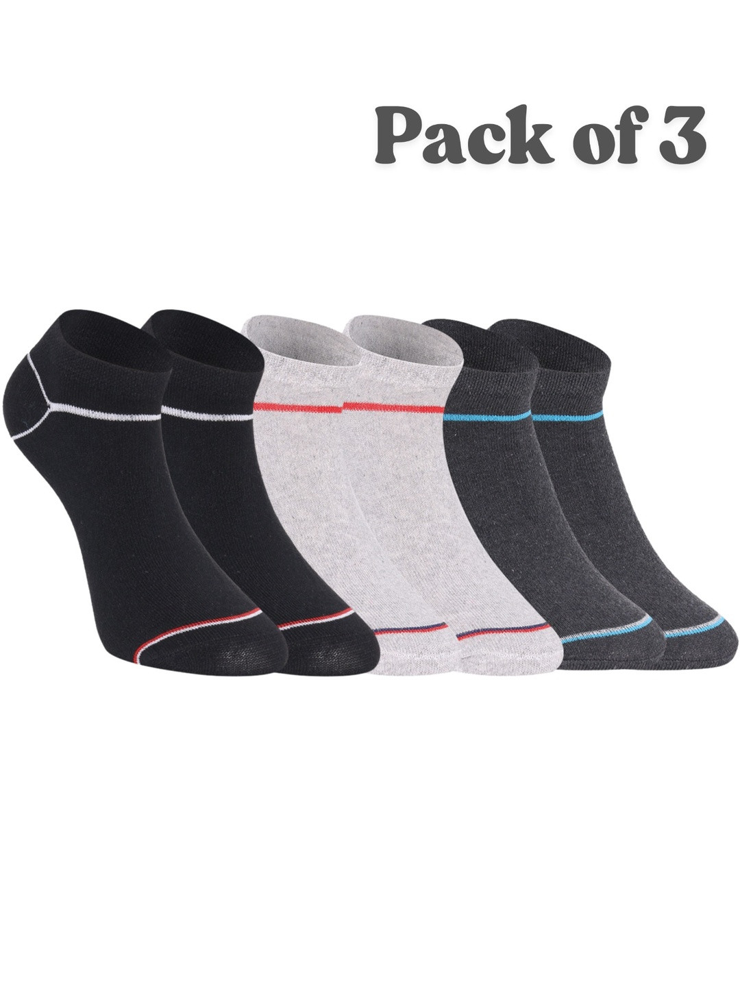HEBTROCO Unisex Pack of 3 Ankle Length Socks