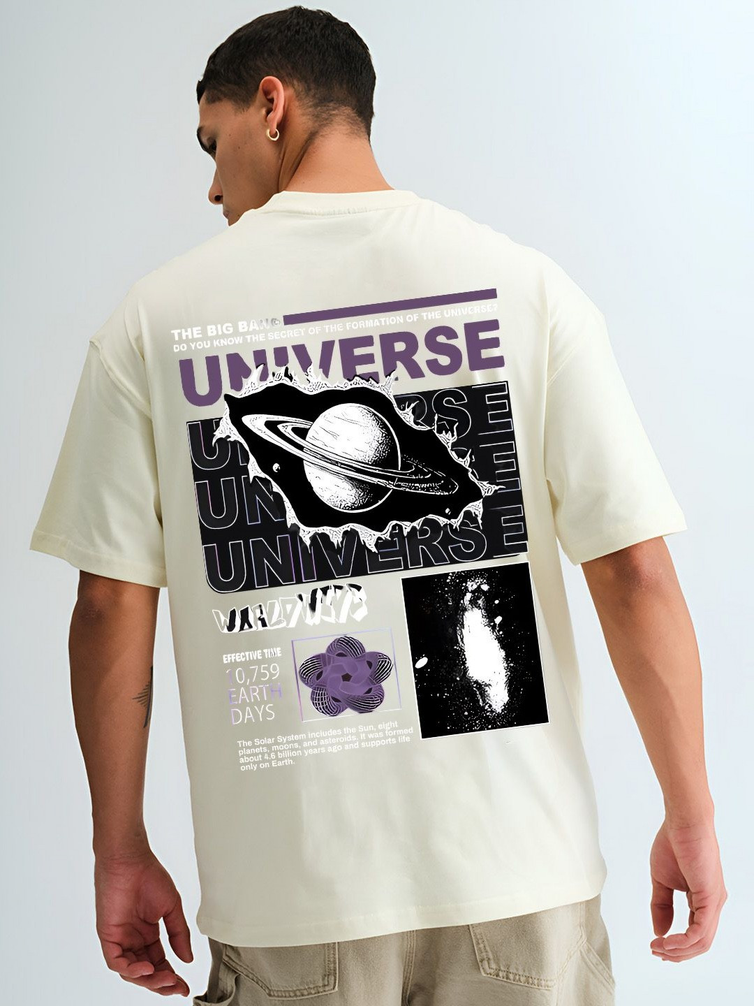 BDSQUARE Men Graphic Printed Round Neck Pure Cotton Oversized T-shirt