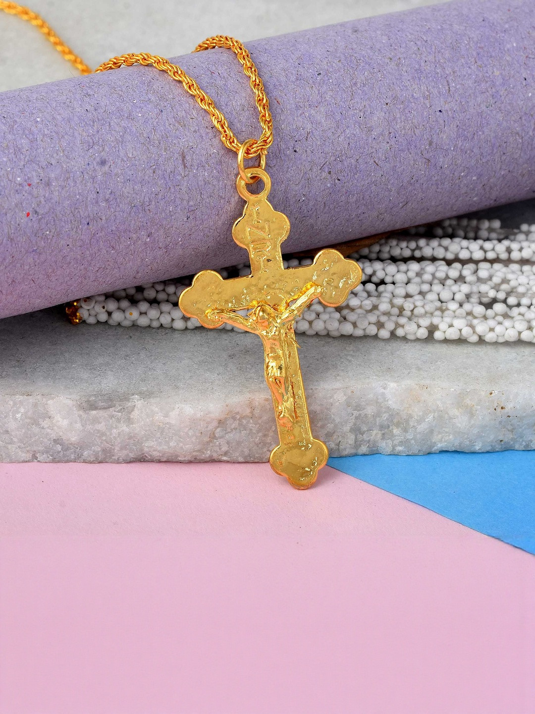 Stainless Steel Silver Tone Jesus Christ Crucifix Cross Pendant Necklace