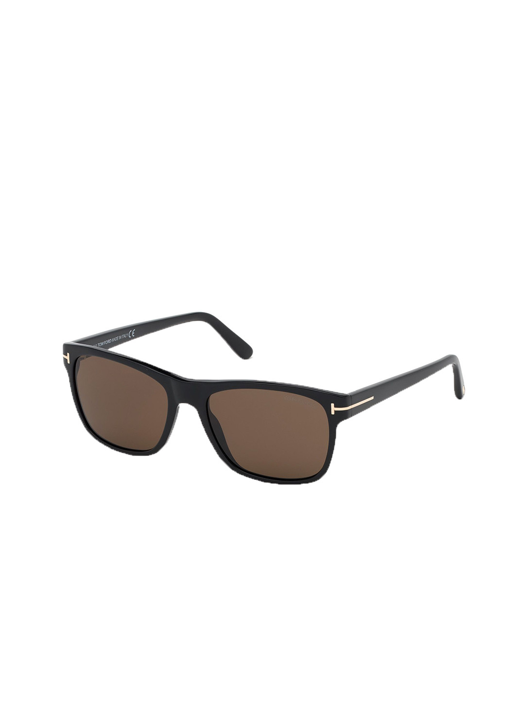 Tom Ford Men Brown Lens & Black Rectangle Sunglasses FT0698 57 01J