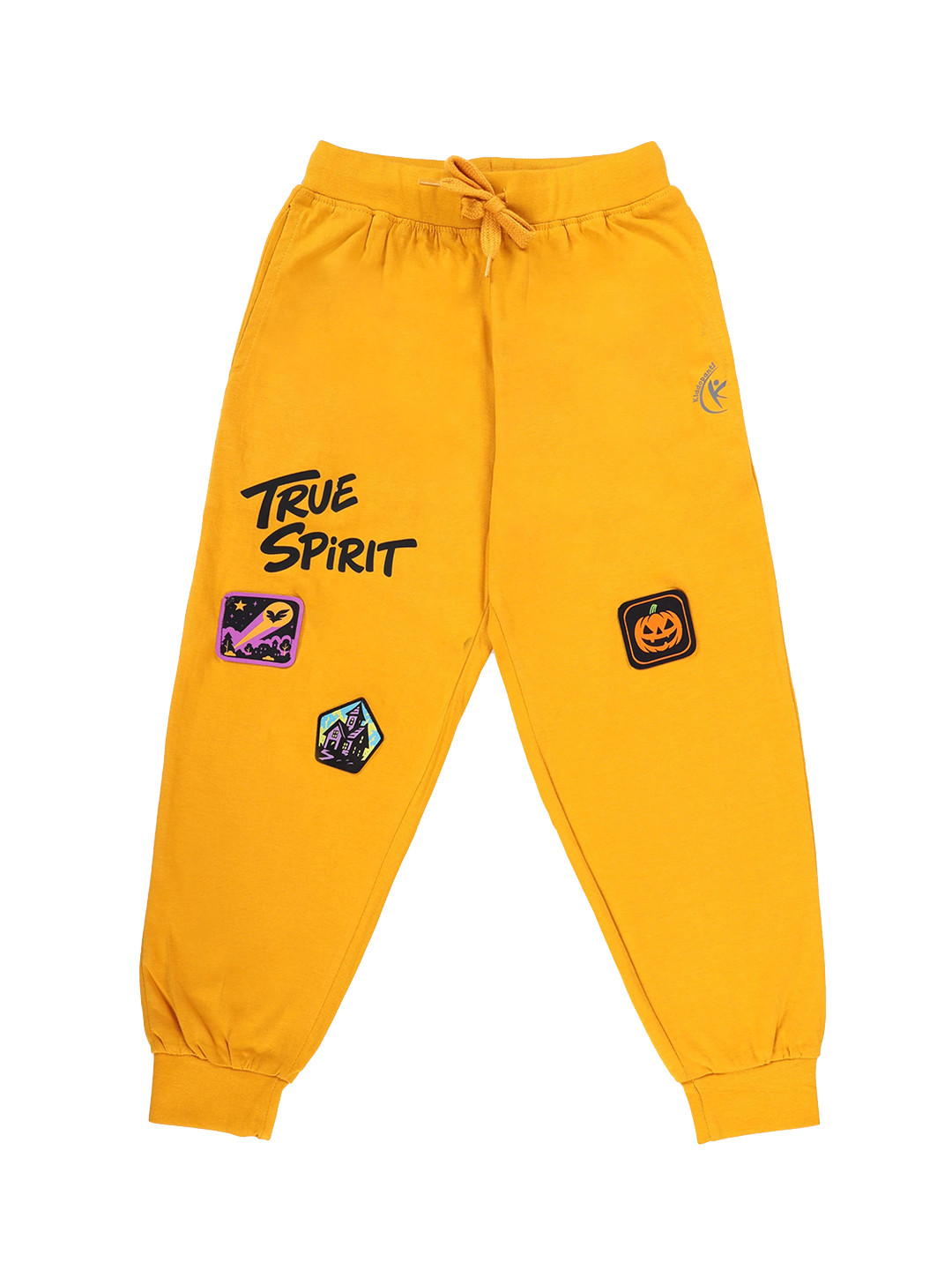 KiddoPanti Boys Typography Printed Pure Cotton Printed Jogger Track Pants with Badges