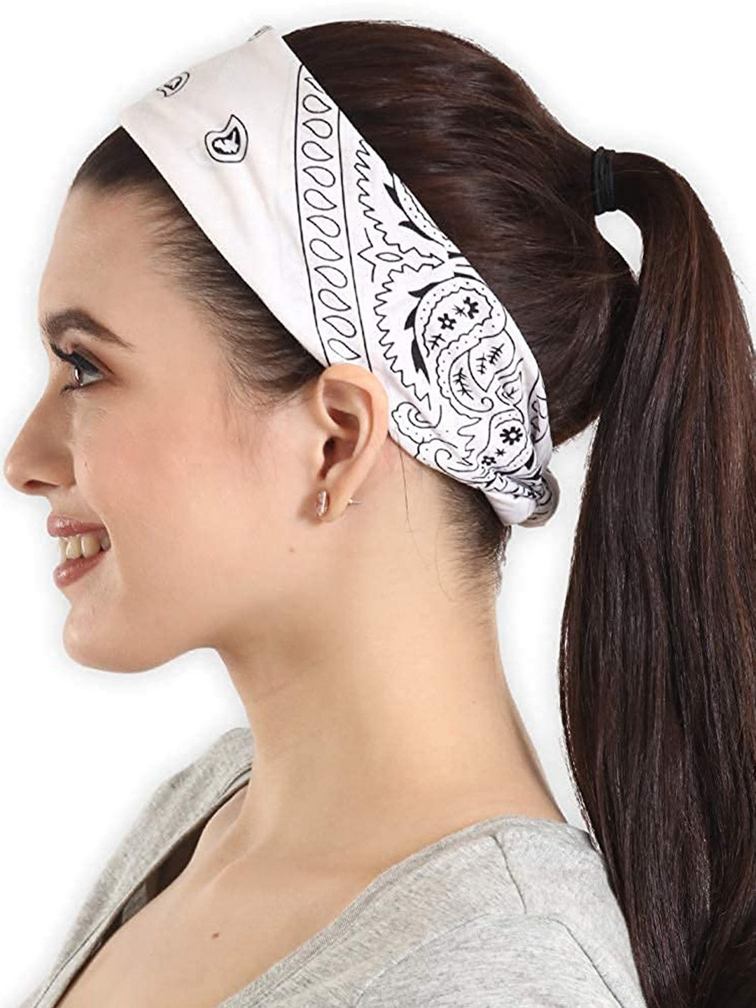 Navkar Crafts Unisex Pack of 2 Blue & White Bandana Headband