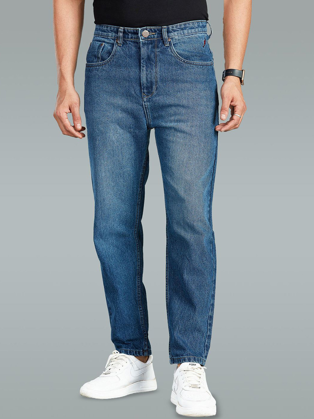 FLYING SHARK Men Slim Fit Mid-Rise Light Fade Pure Cotton Jeans